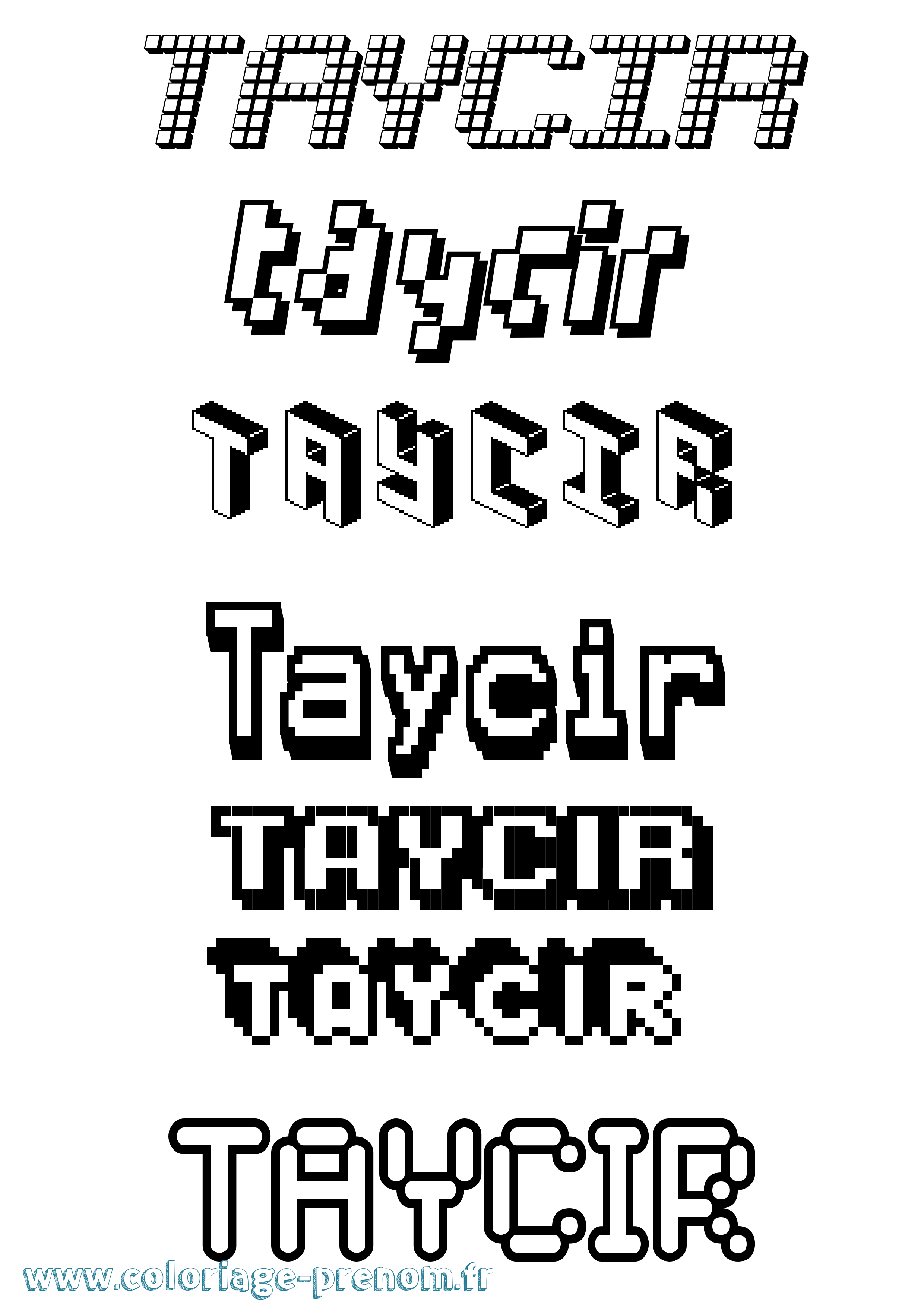 Coloriage prénom Taycir Pixel