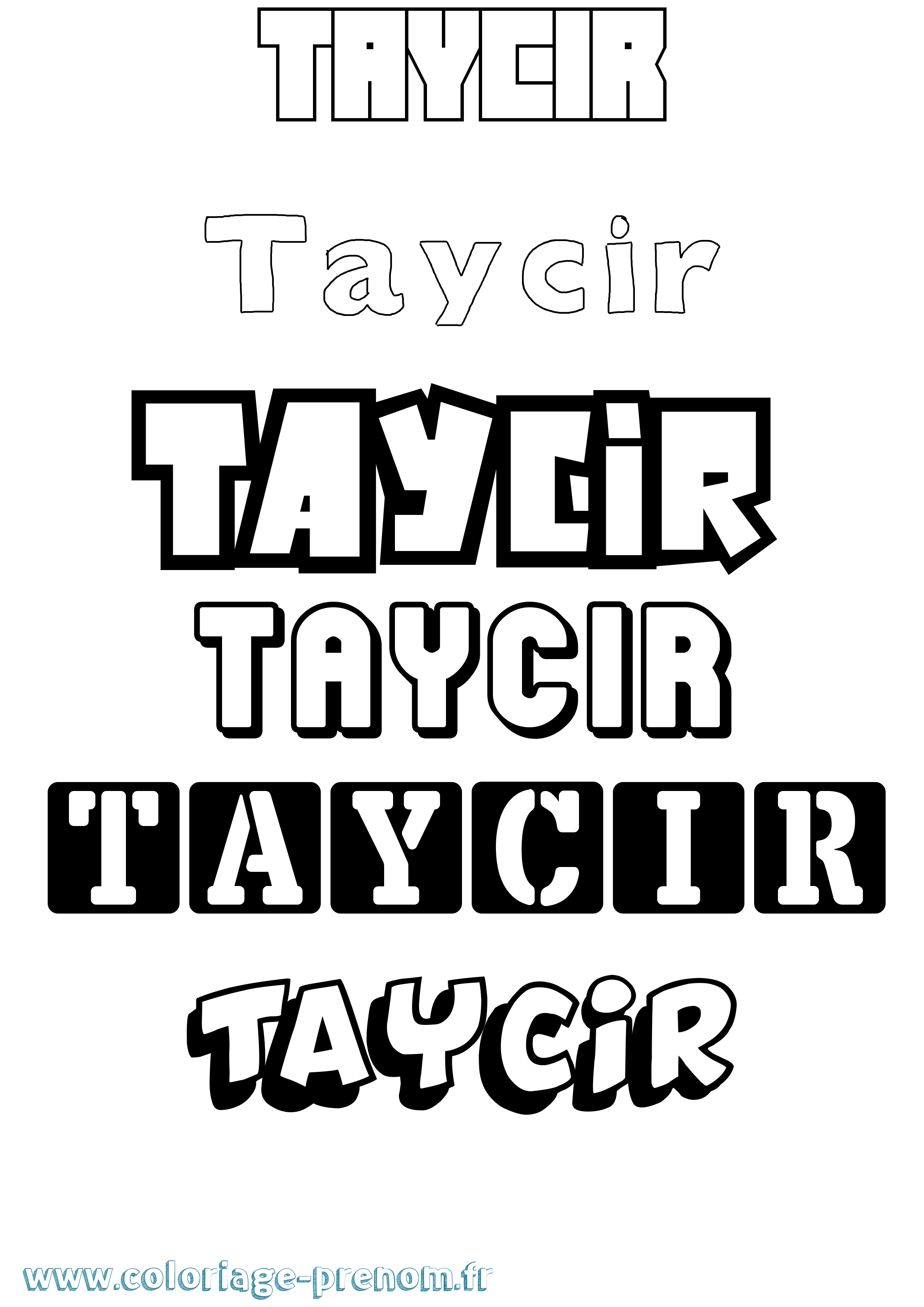 Coloriage prénom Taycir Simple