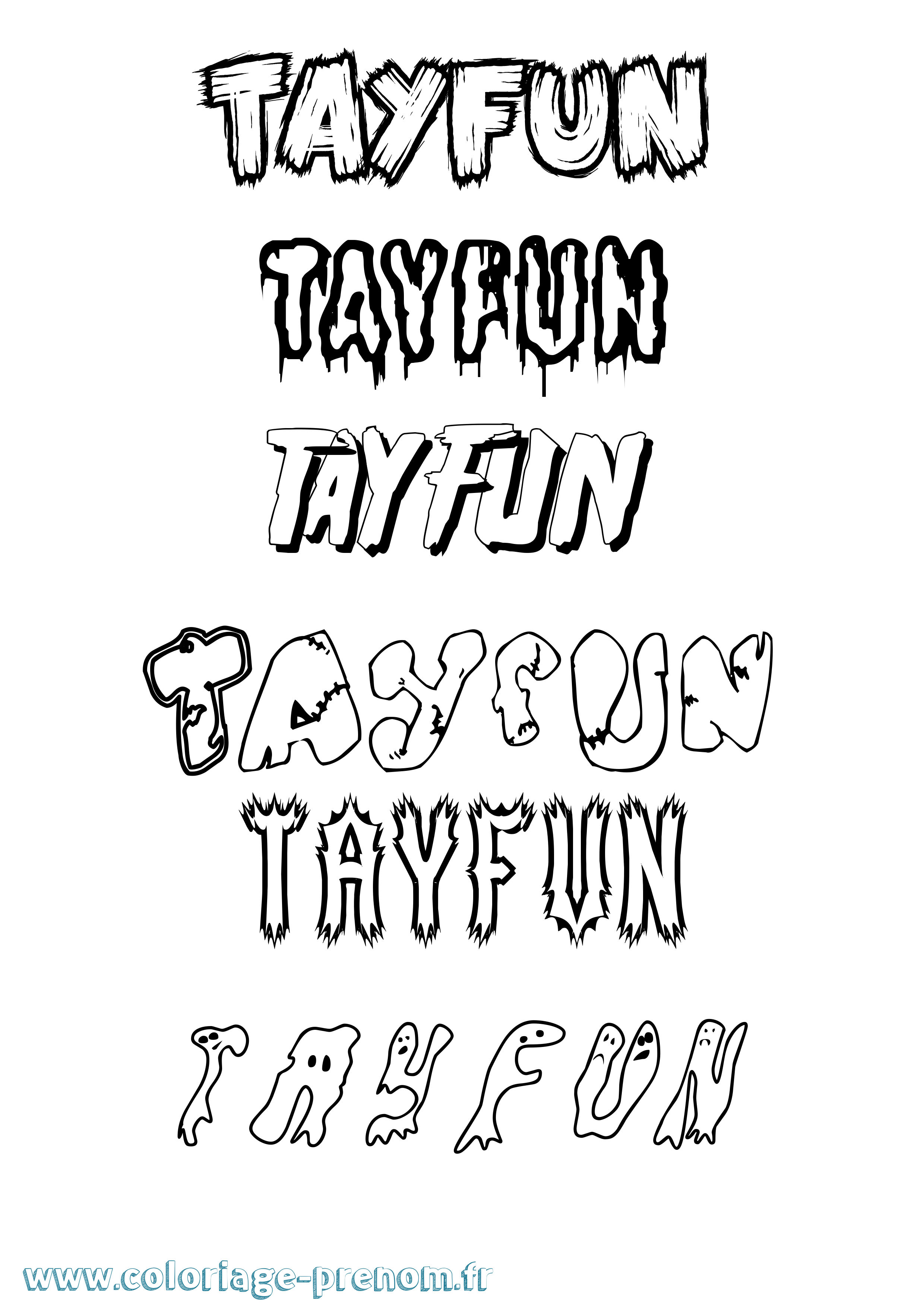 Coloriage prénom Tayfun Frisson