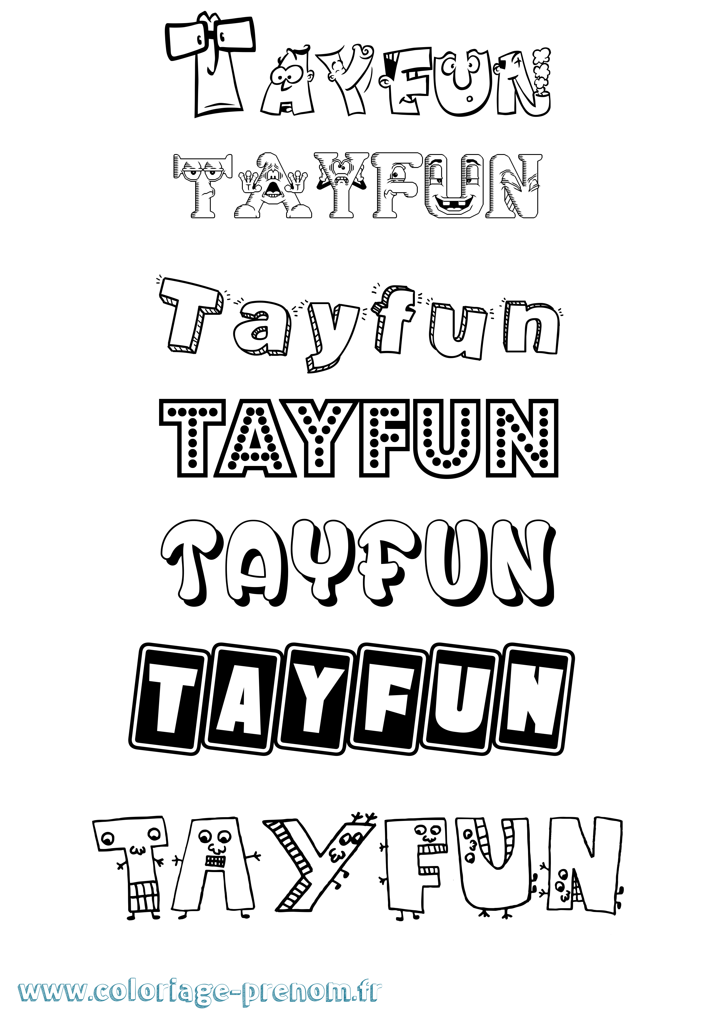 Coloriage prénom Tayfun Fun