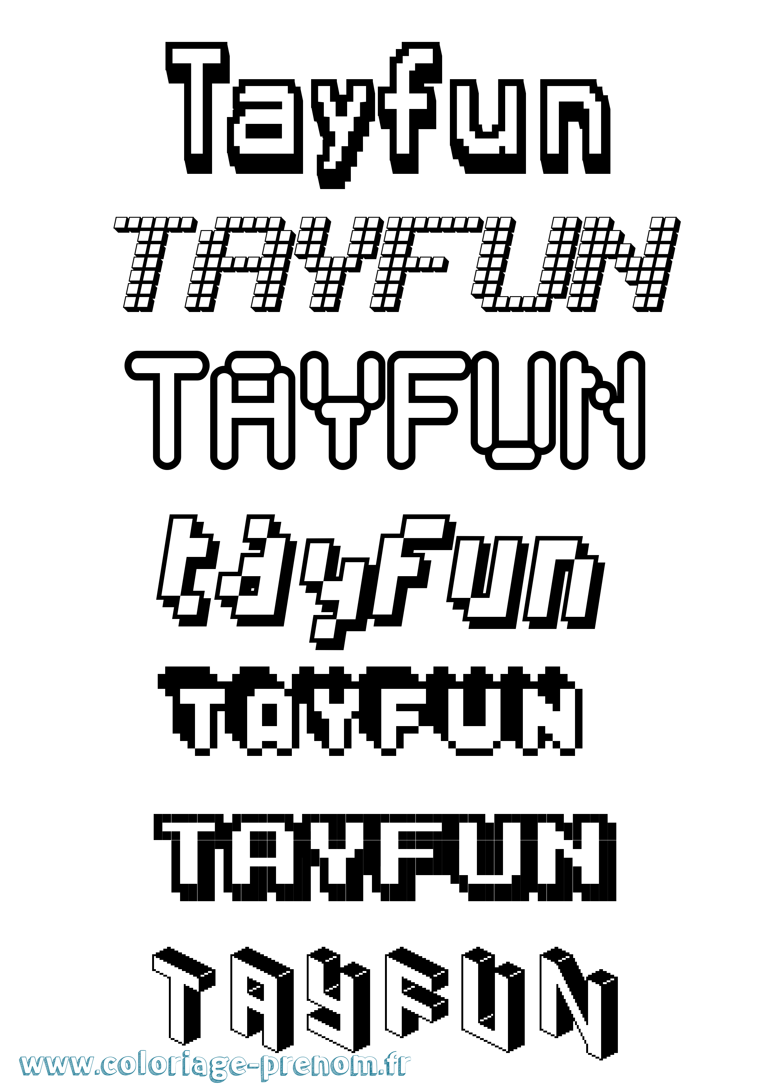 Coloriage prénom Tayfun Pixel