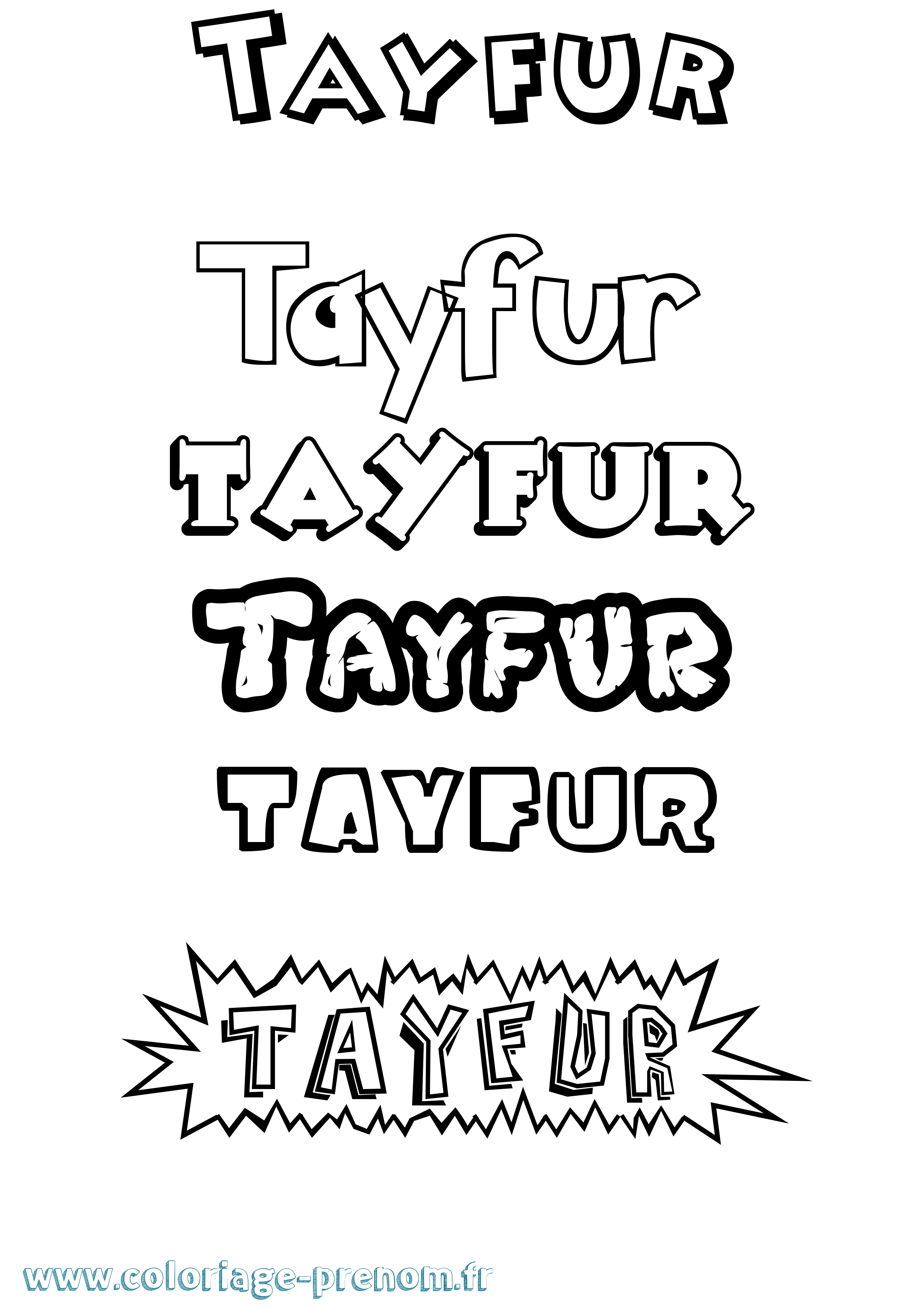 Coloriage prénom Tayfur Dessin Animé