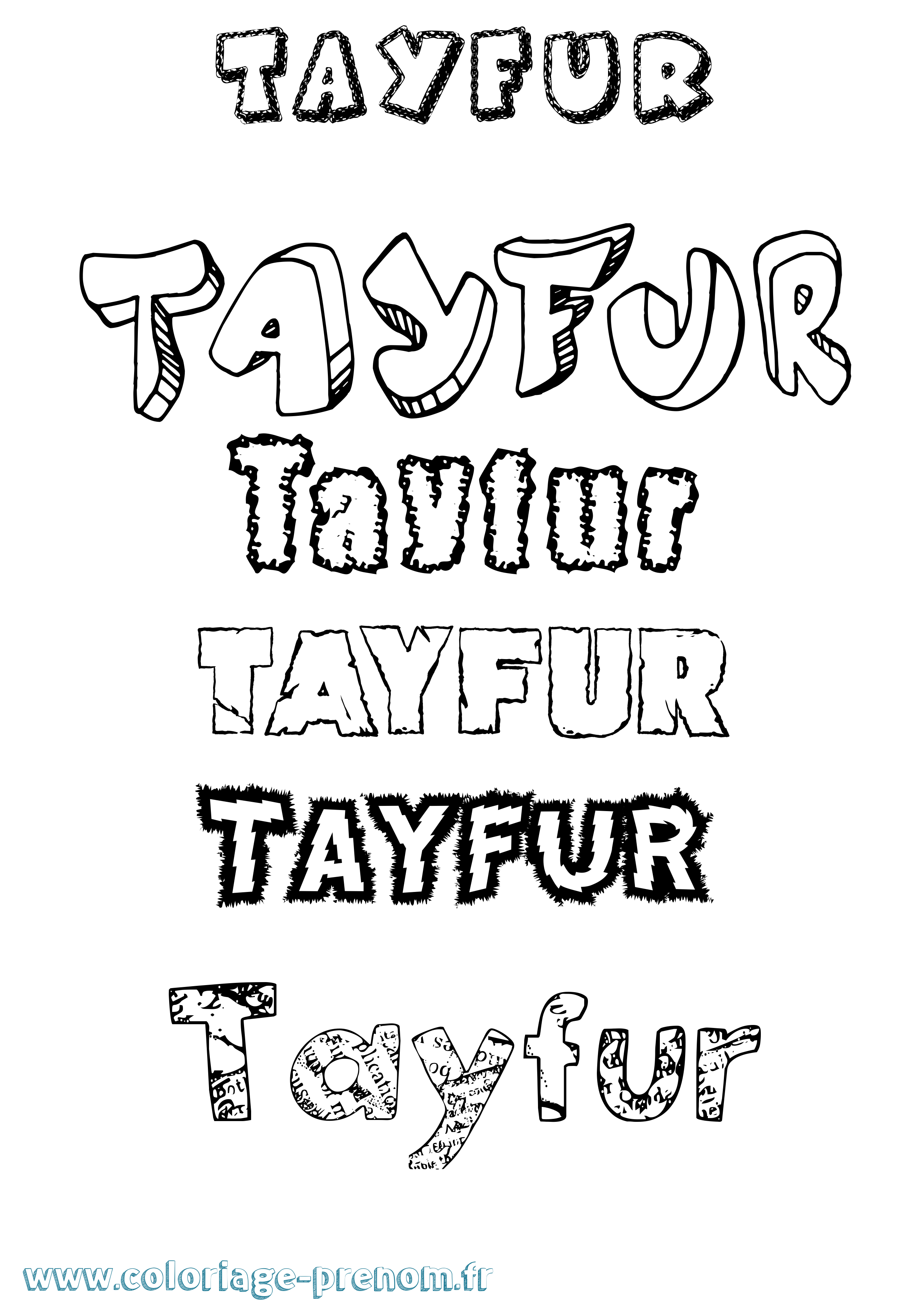 Coloriage prénom Tayfur Destructuré