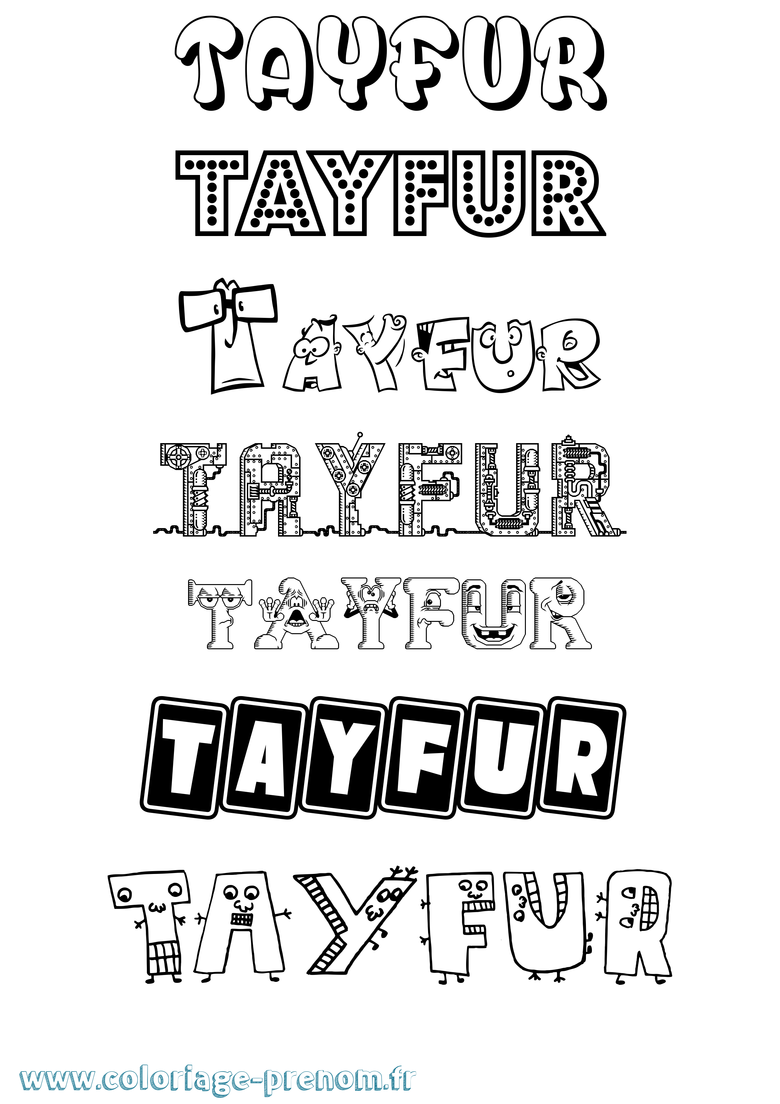 Coloriage prénom Tayfur Fun