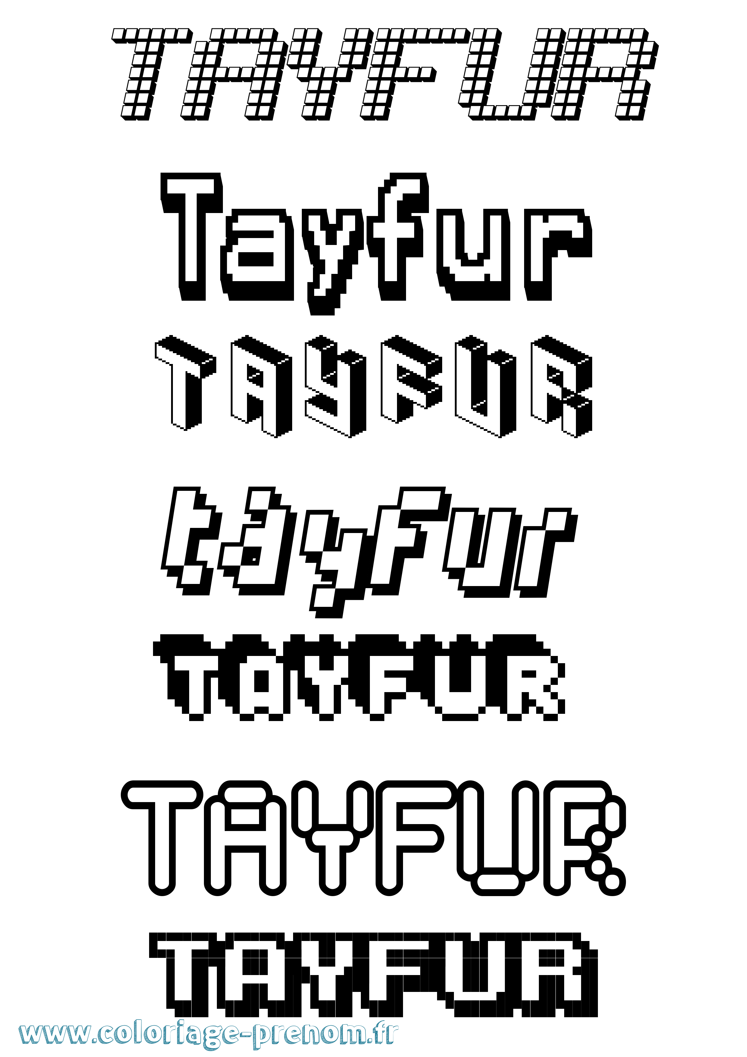Coloriage prénom Tayfur Pixel