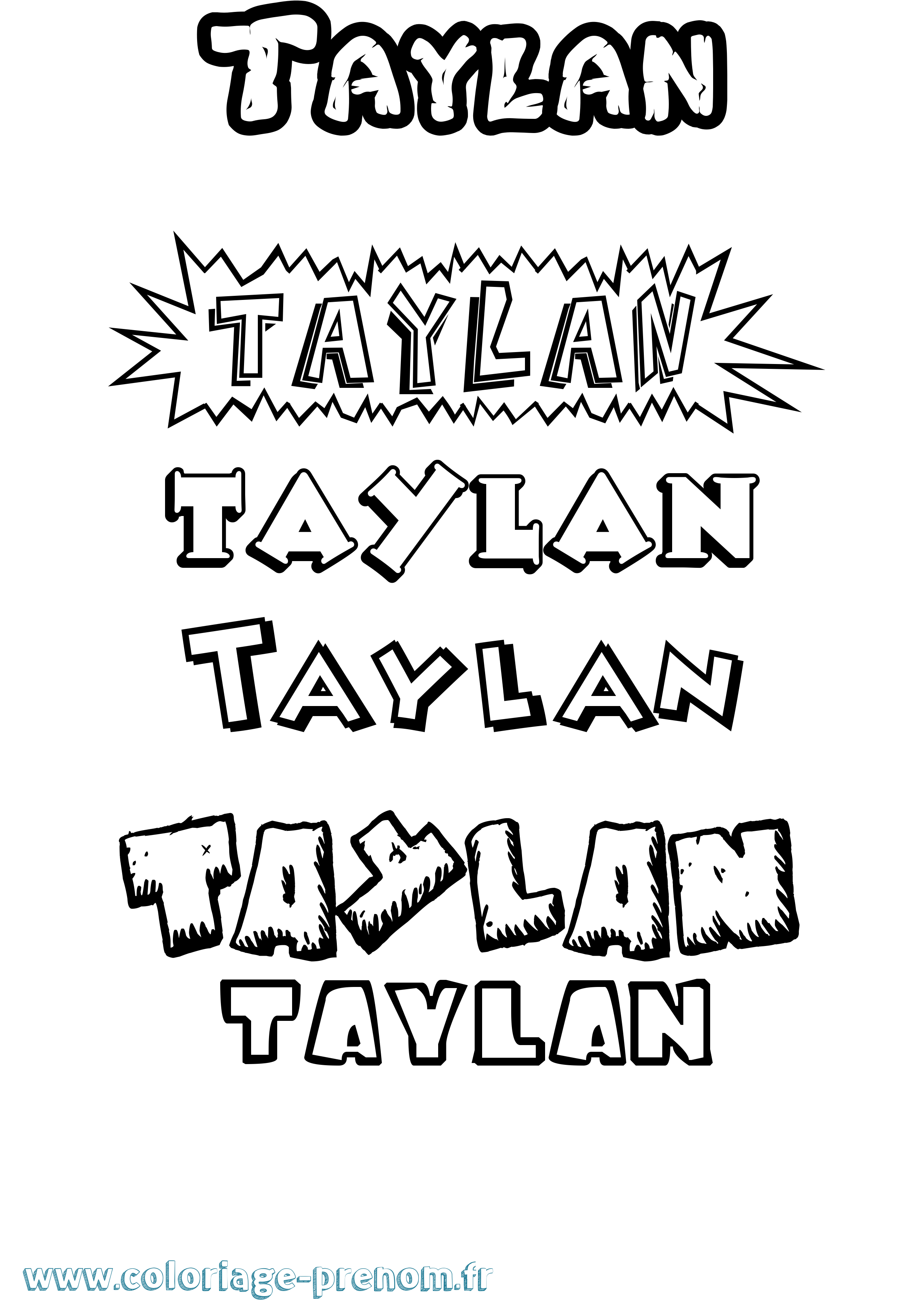 Coloriage prénom Taylan Dessin Animé
