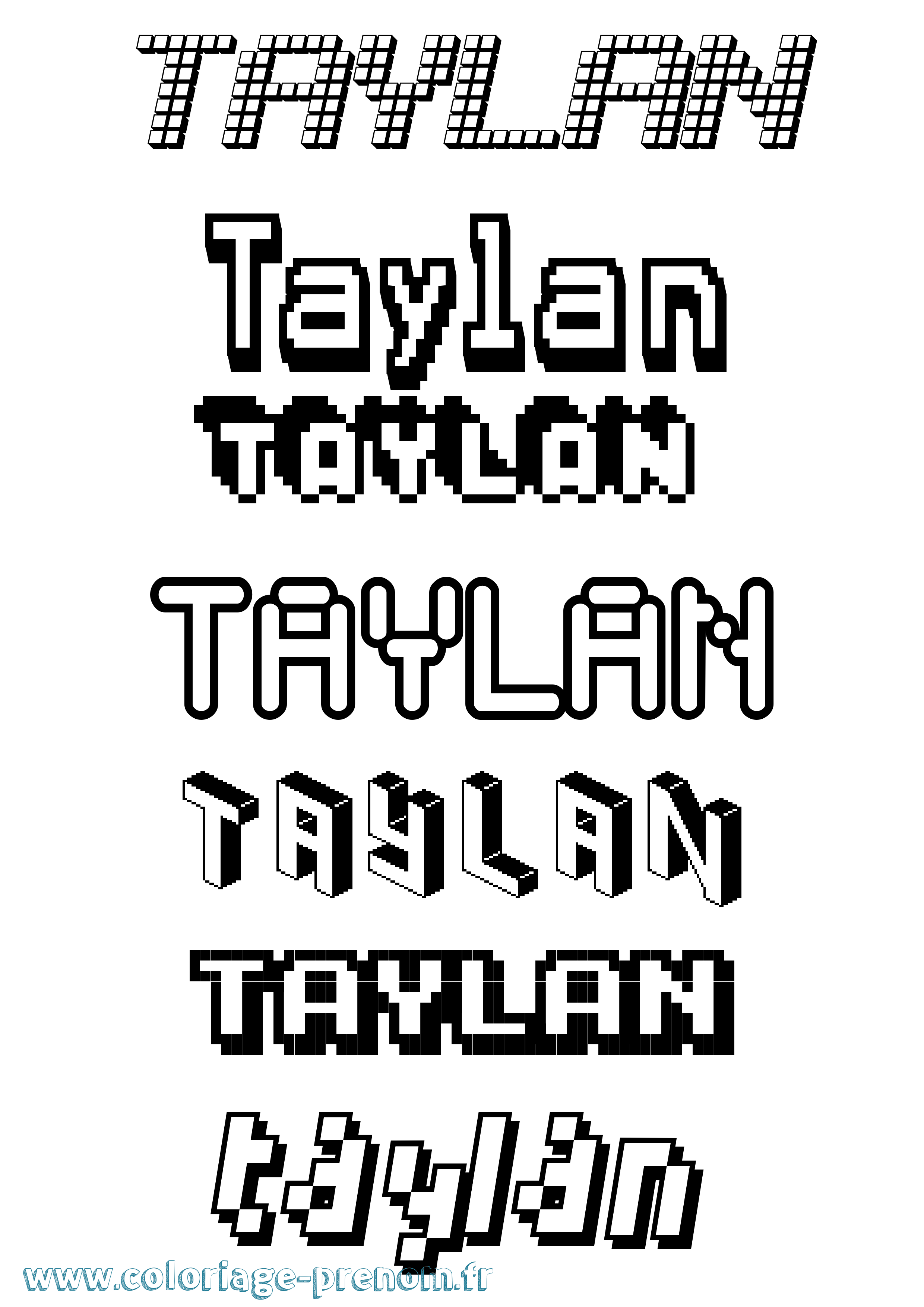 Coloriage prénom Taylan Pixel