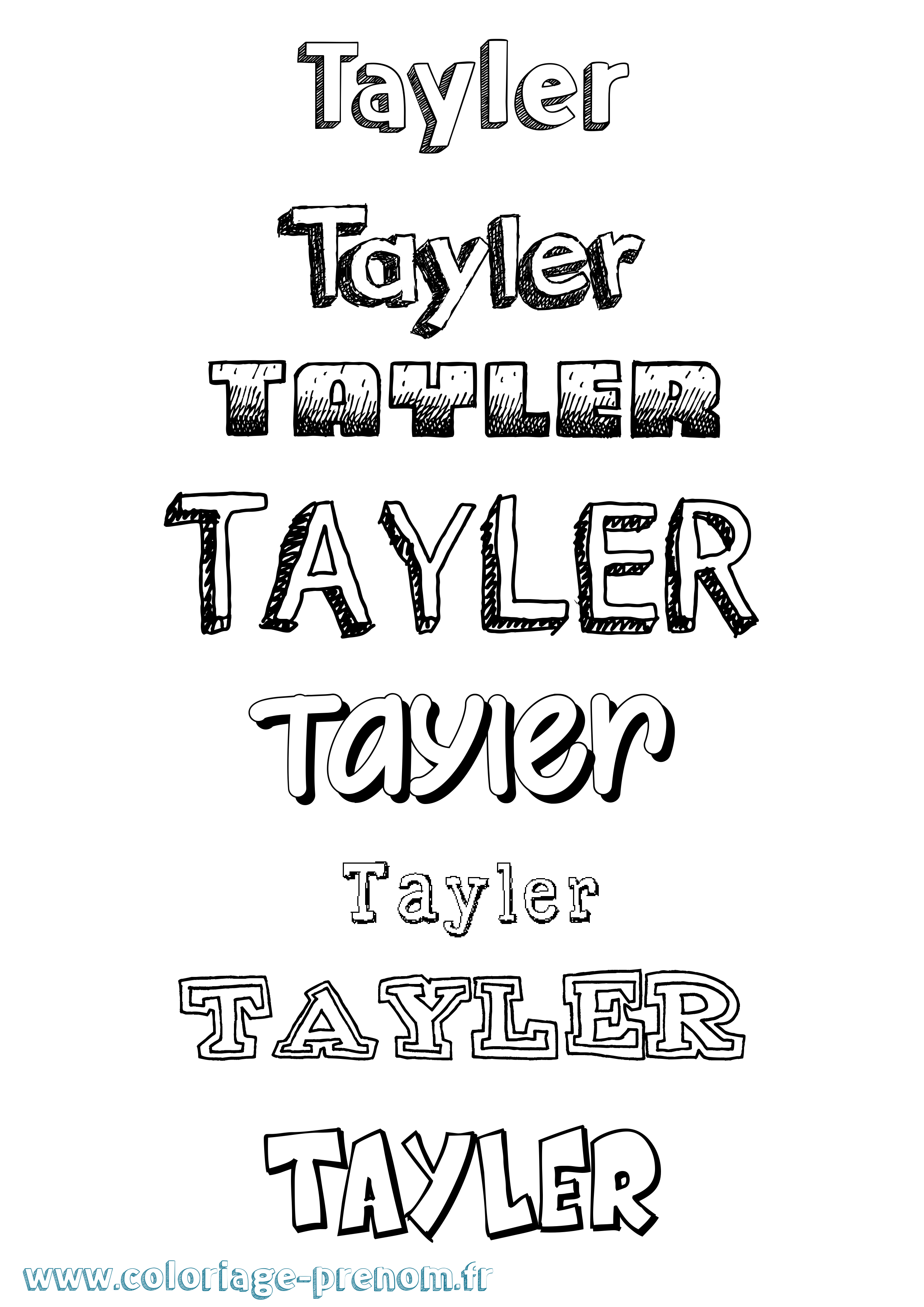 Coloriage prénom Tayler Dessiné