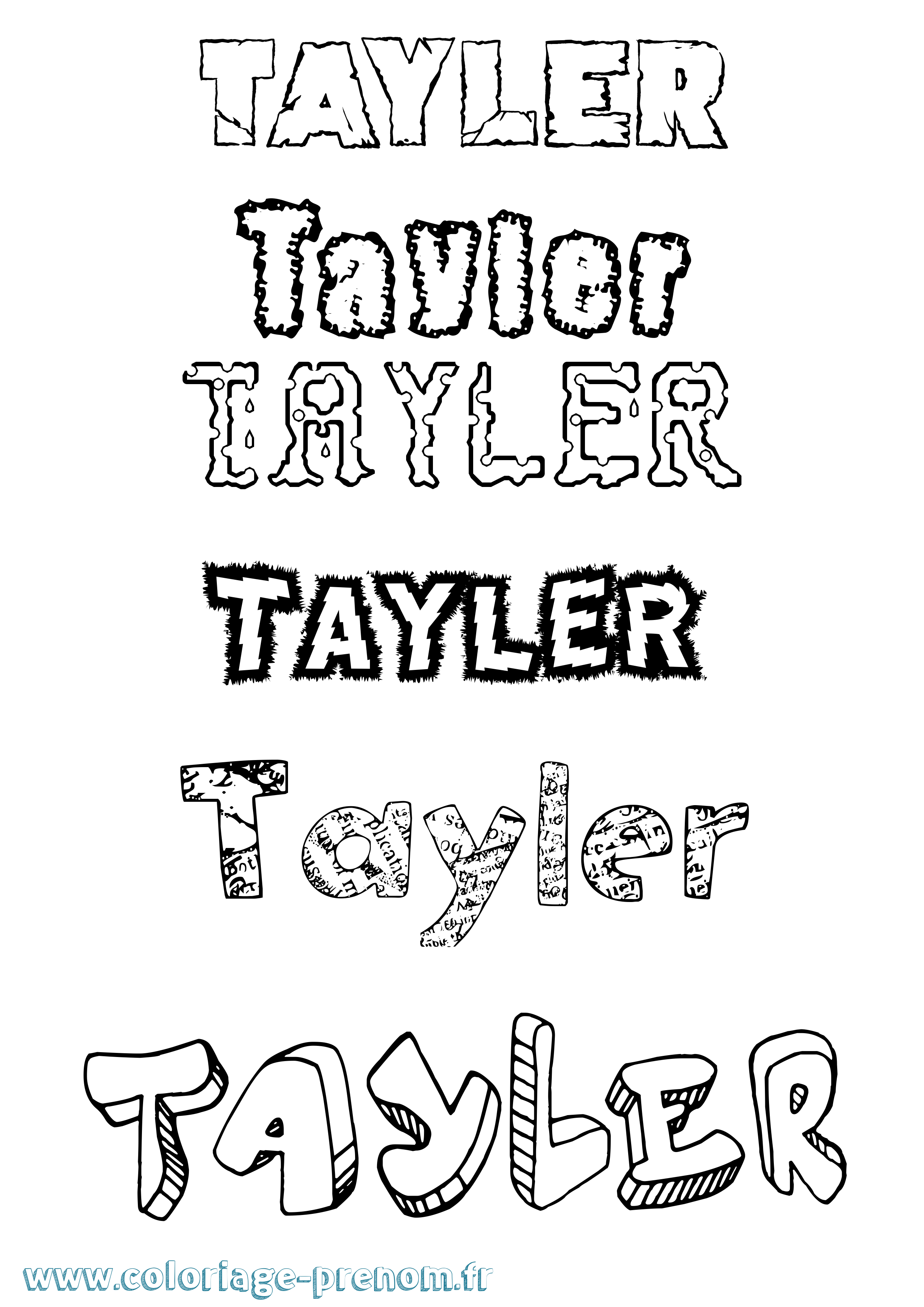 Coloriage prénom Tayler Destructuré