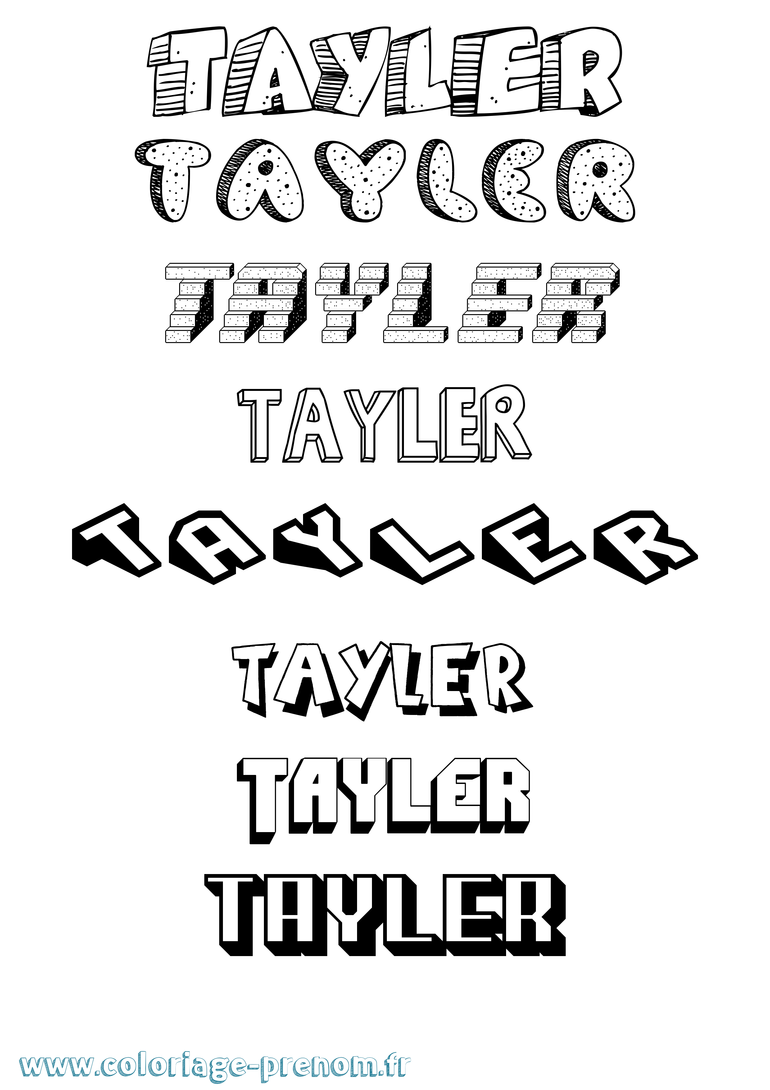 Coloriage prénom Tayler Effet 3D