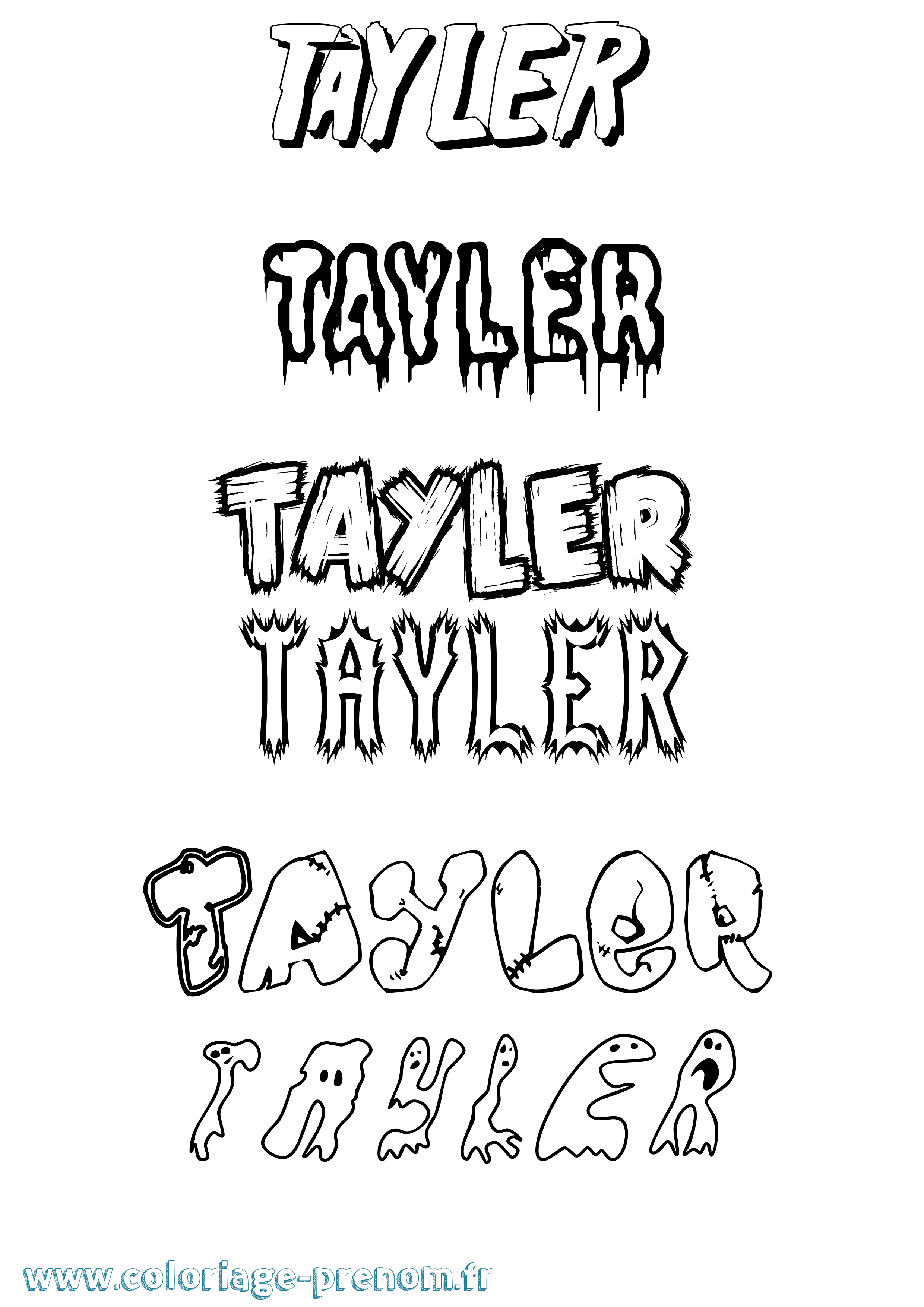 Coloriage prénom Tayler Frisson