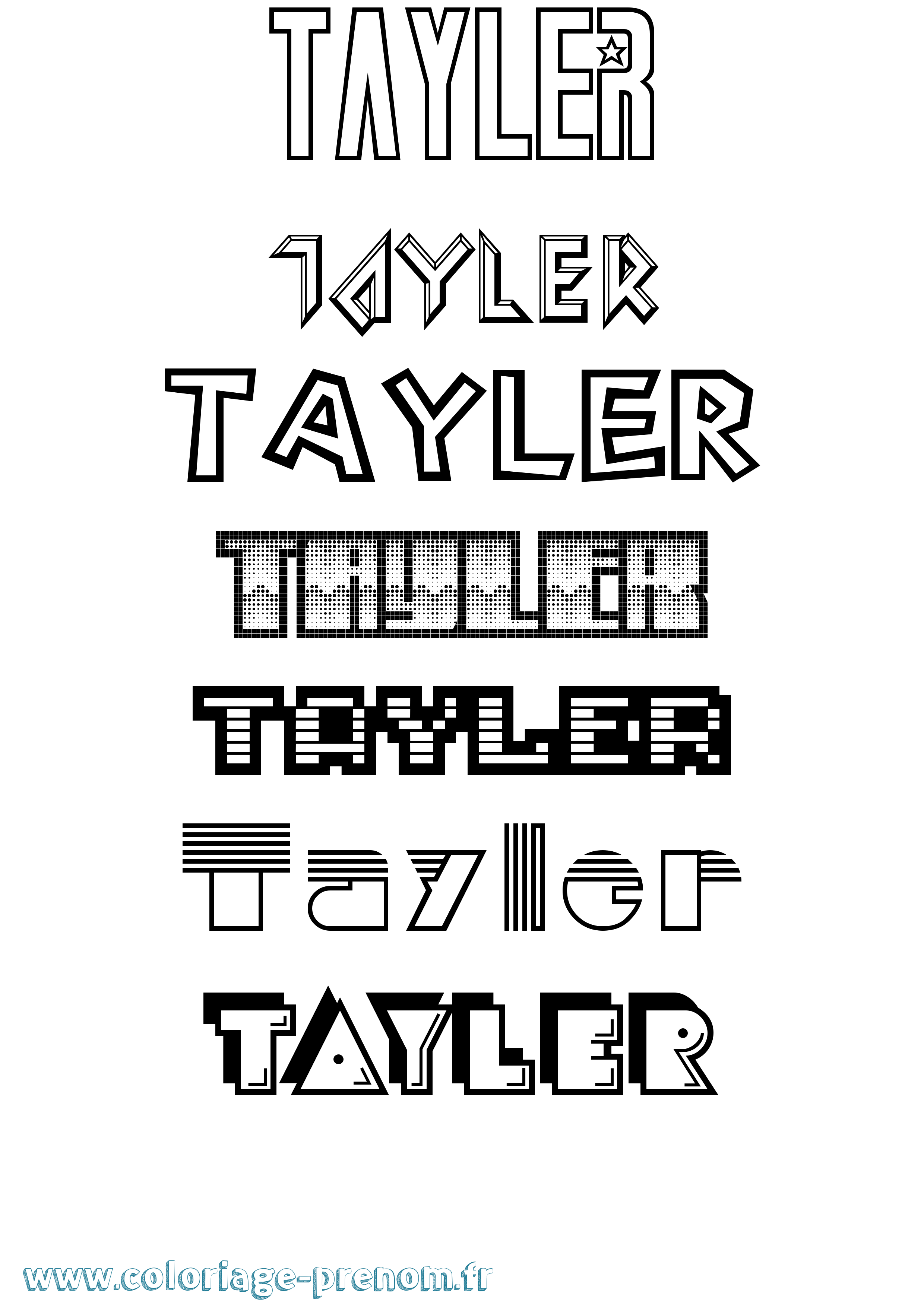 Coloriage prénom Tayler Jeux Vidéos