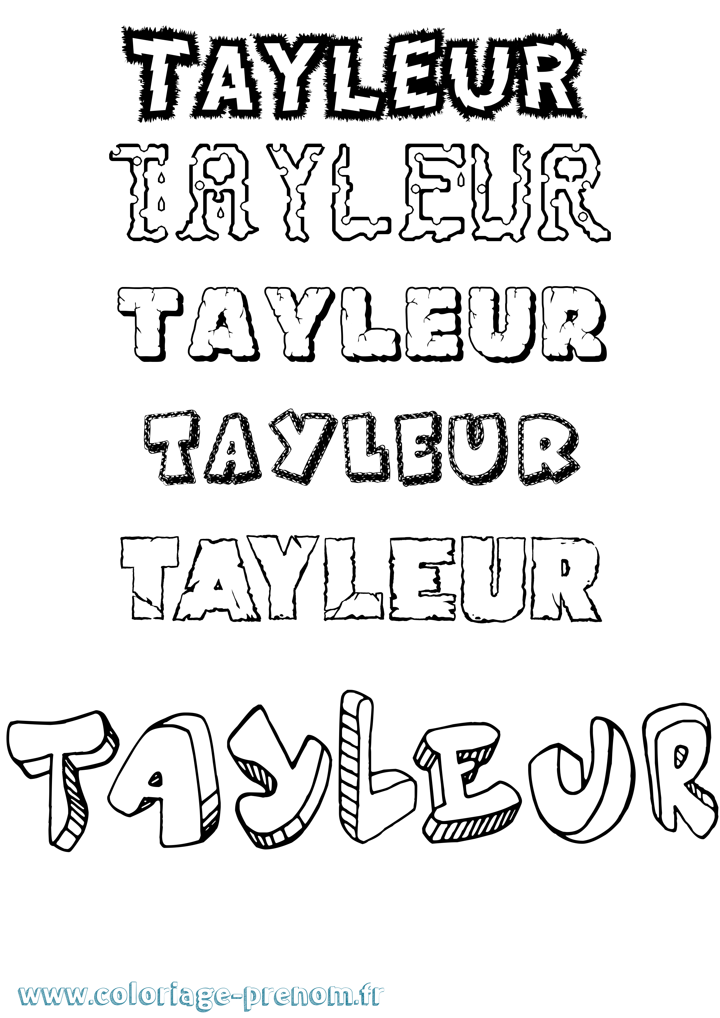 Coloriage prénom Tayleur Destructuré