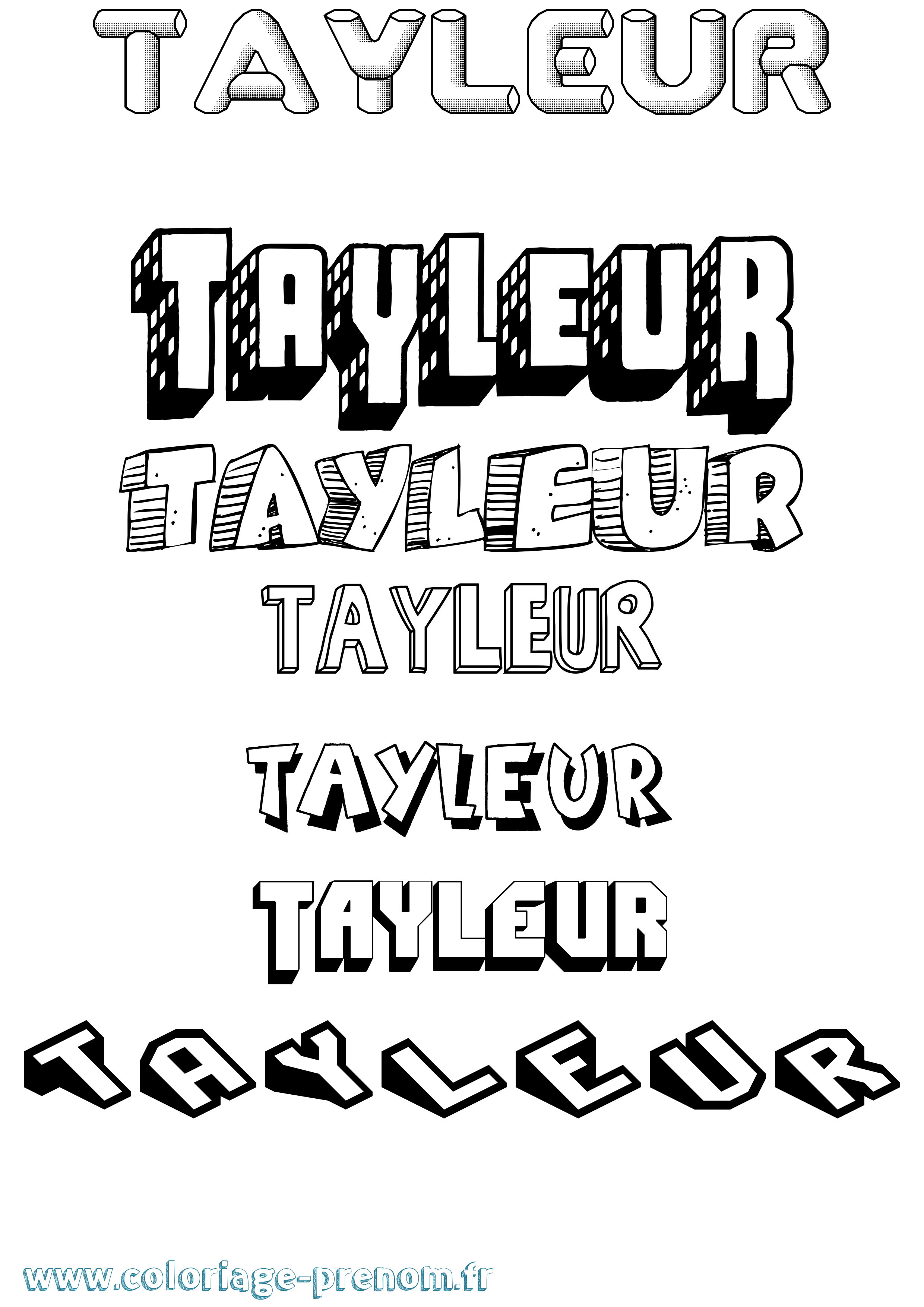 Coloriage prénom Tayleur Effet 3D