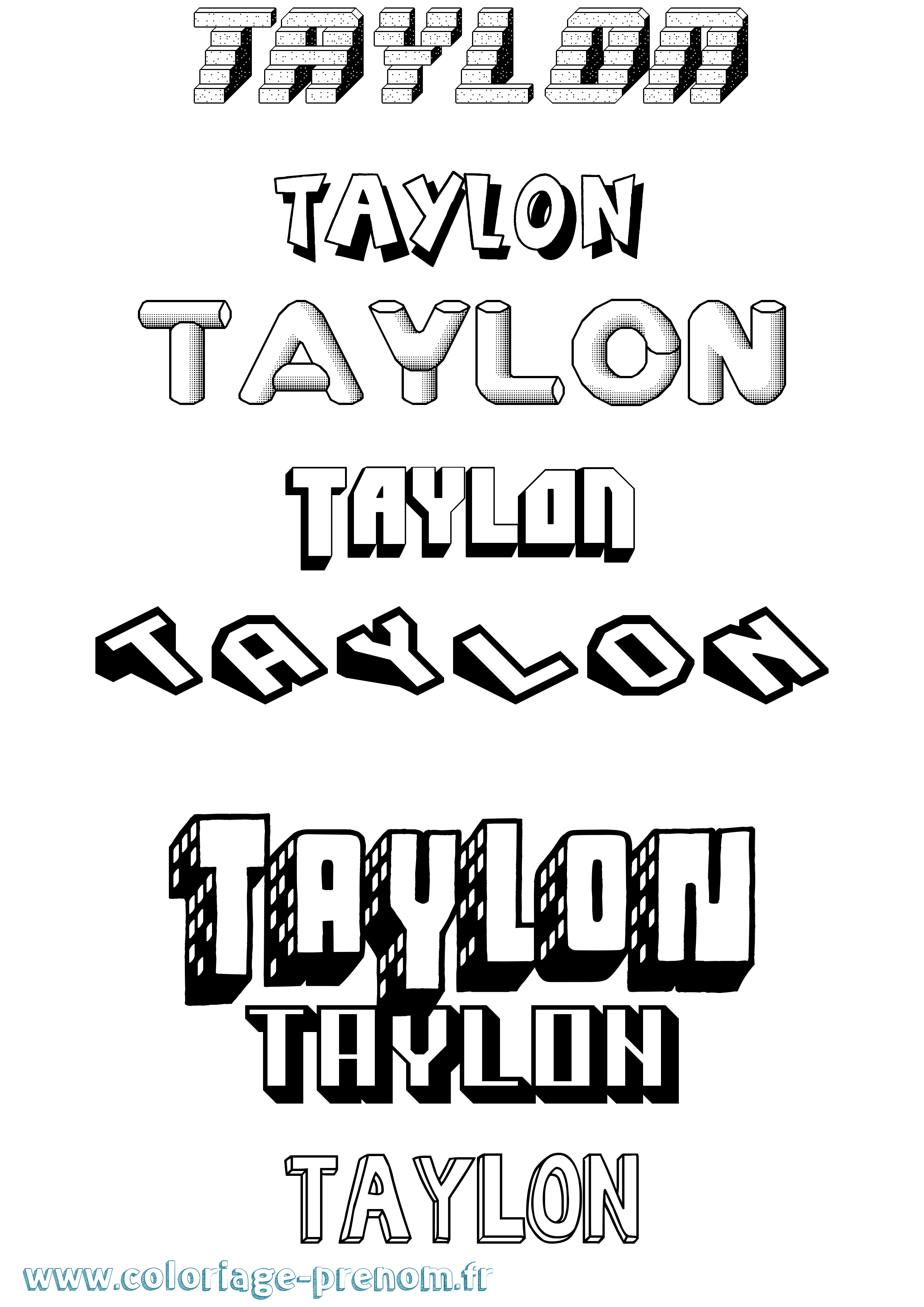Coloriage prénom Taylon Effet 3D