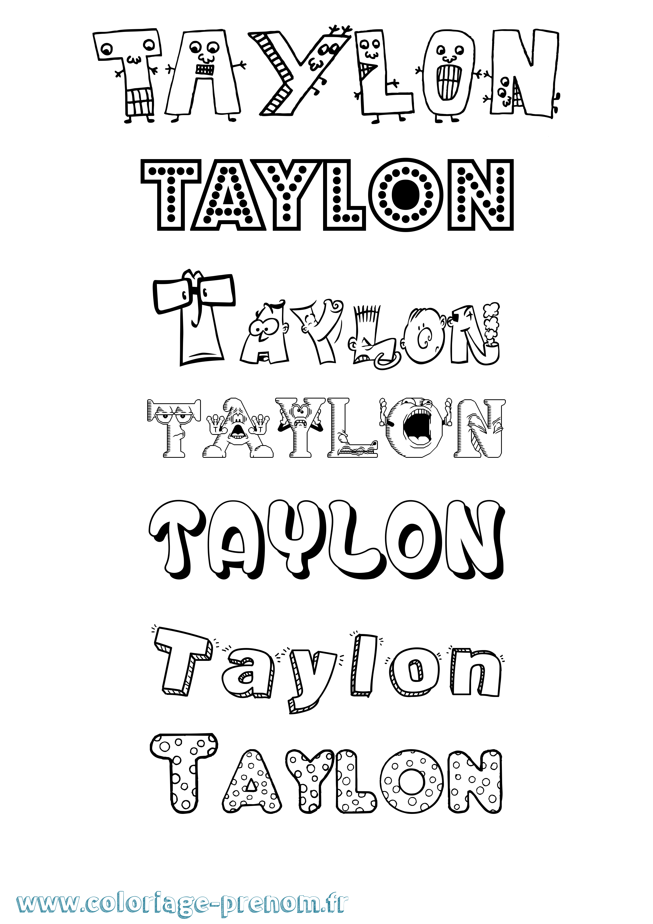 Coloriage prénom Taylon Fun