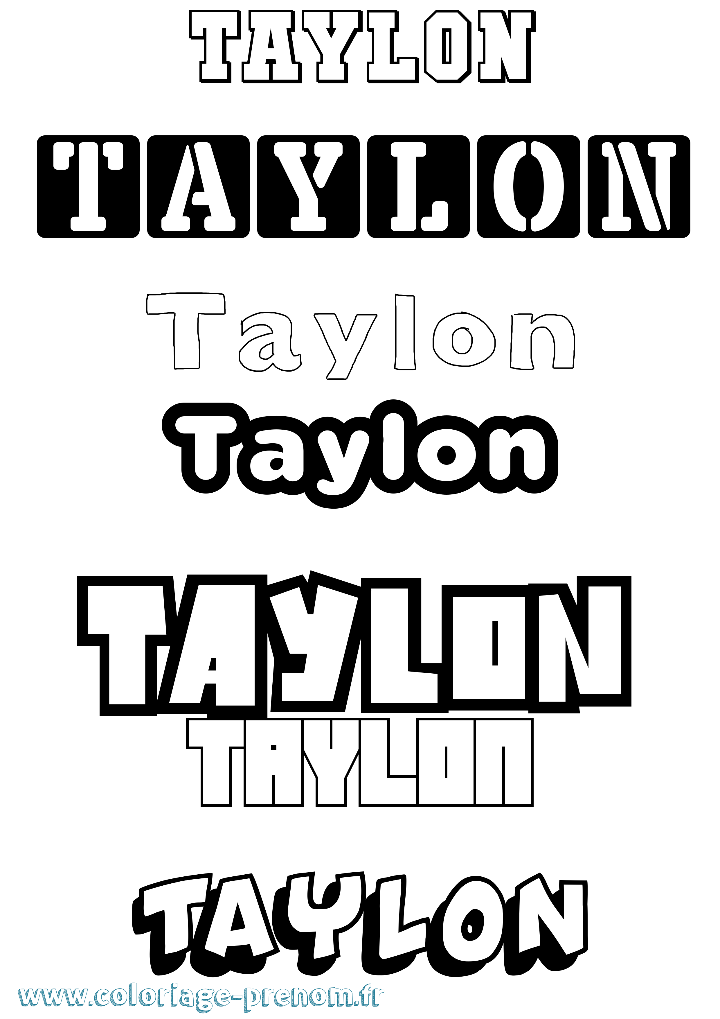 Coloriage prénom Taylon Simple