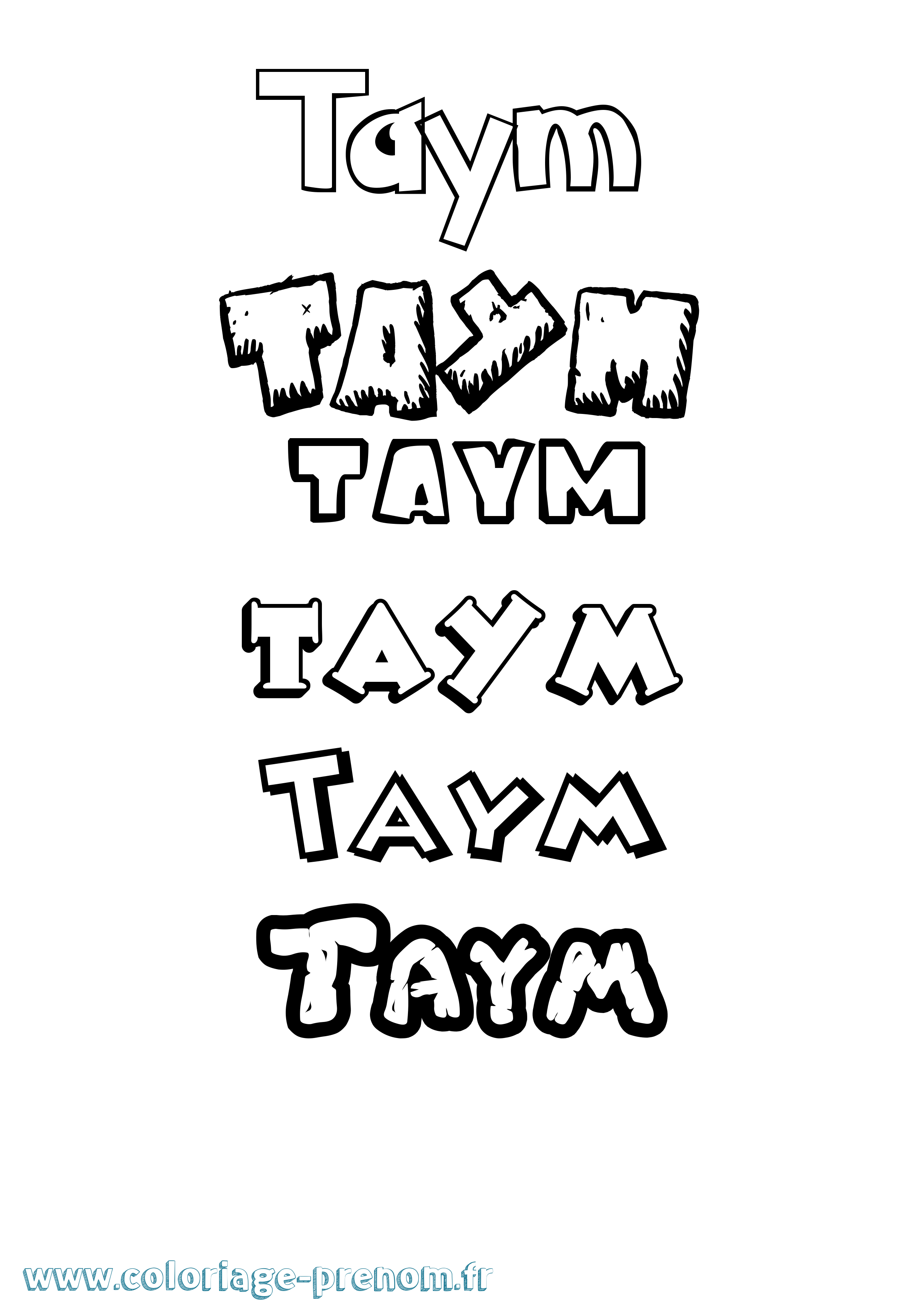 Coloriage prénom Taym Dessin Animé