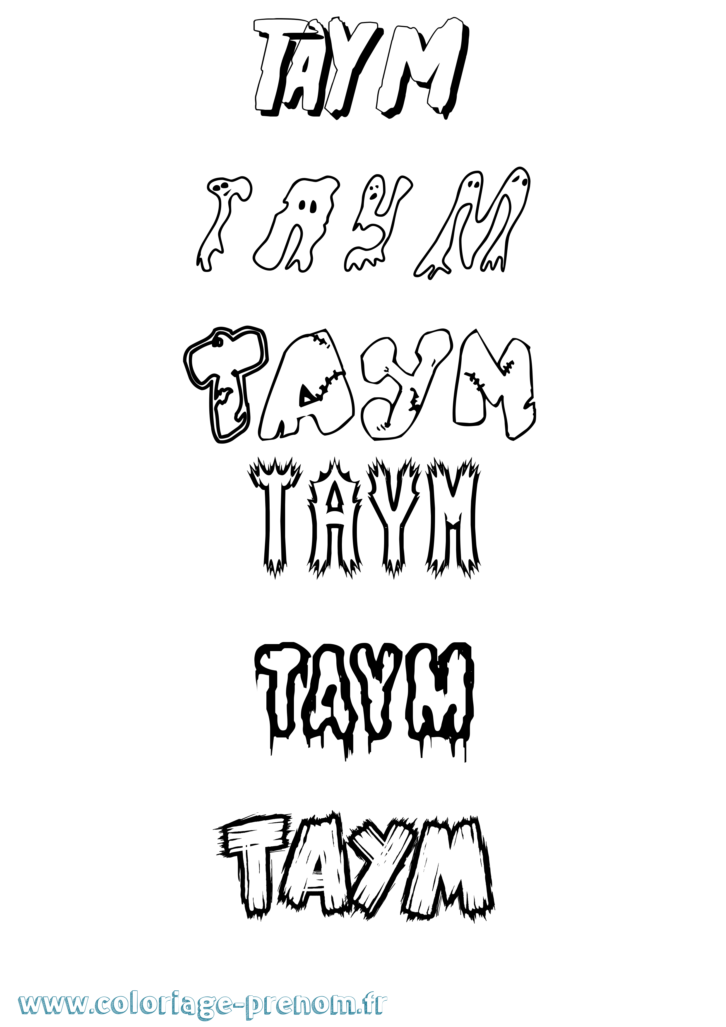 Coloriage prénom Taym Frisson