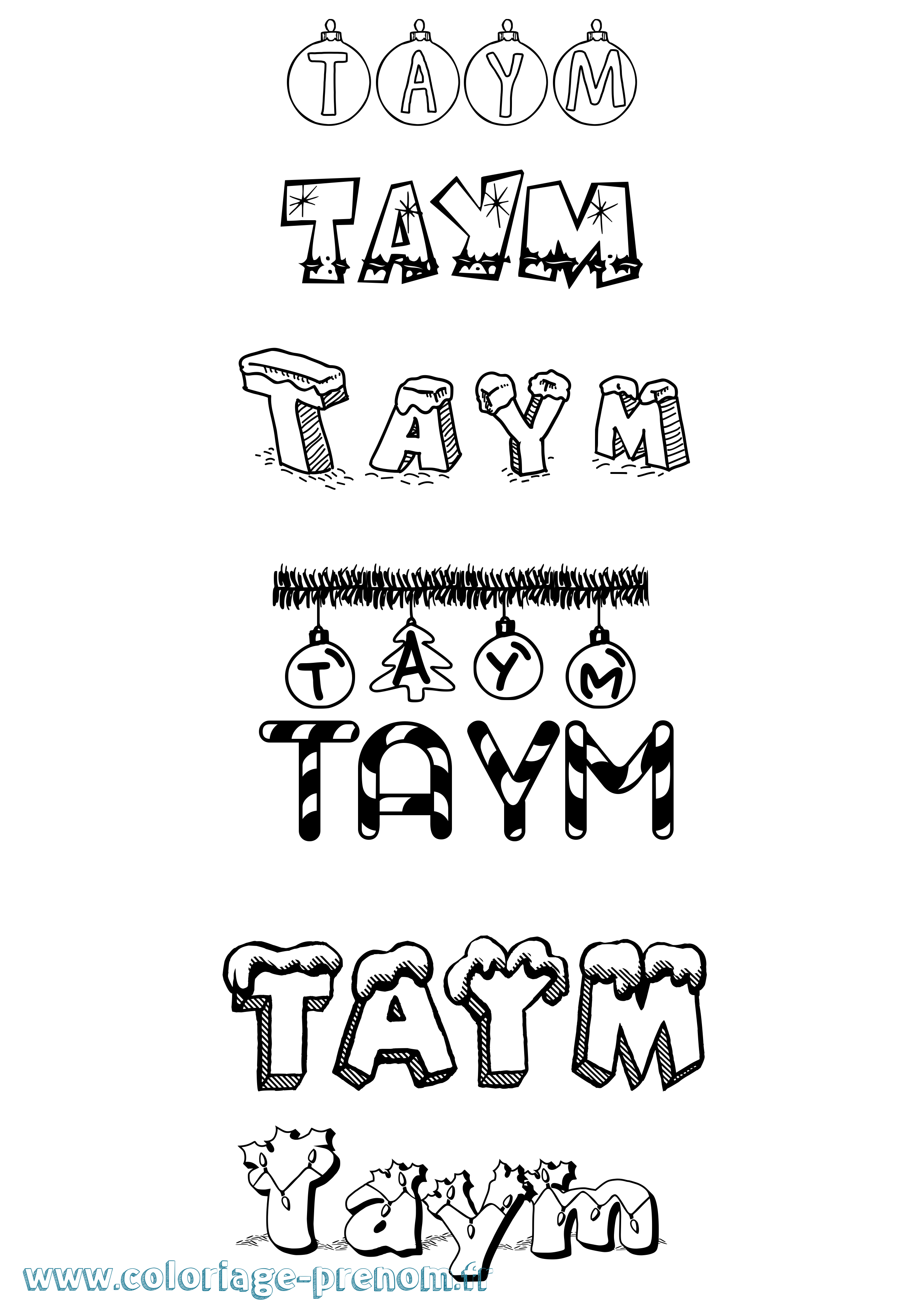 Coloriage prénom Taym Noël