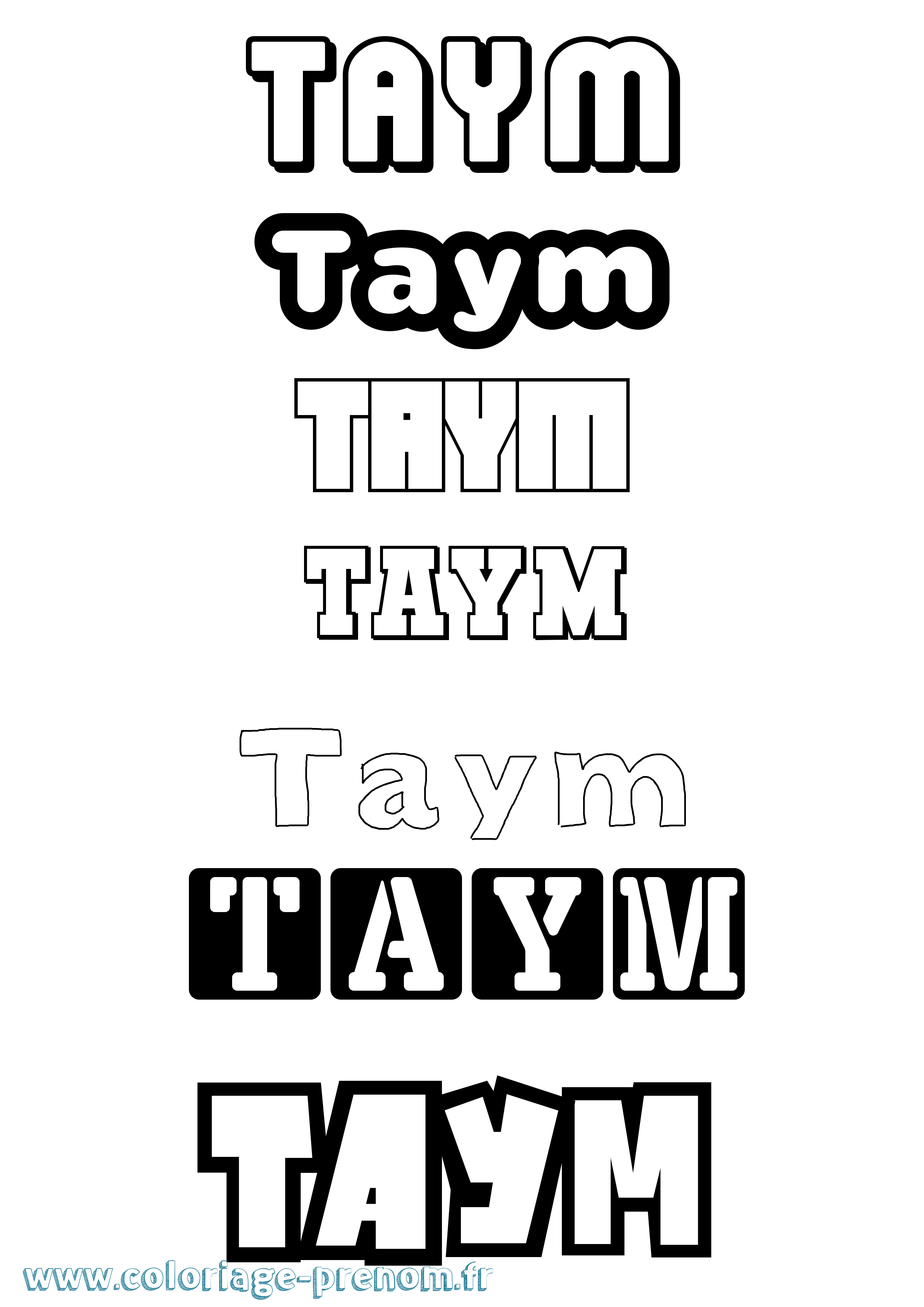Coloriage prénom Taym Simple