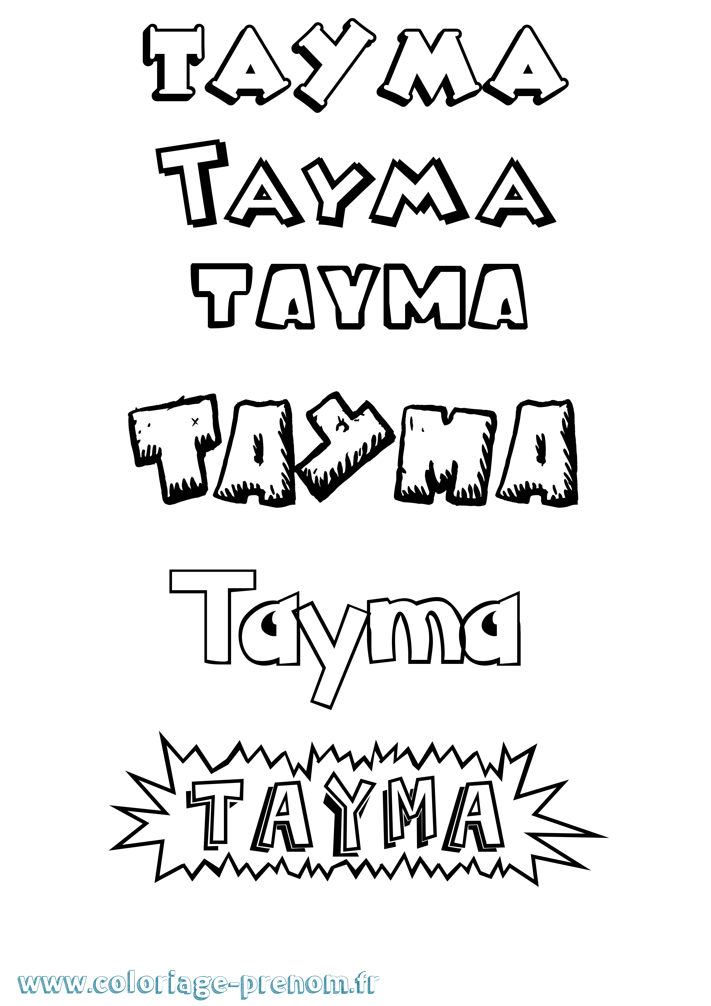 Coloriage prénom Tayma Dessin Animé