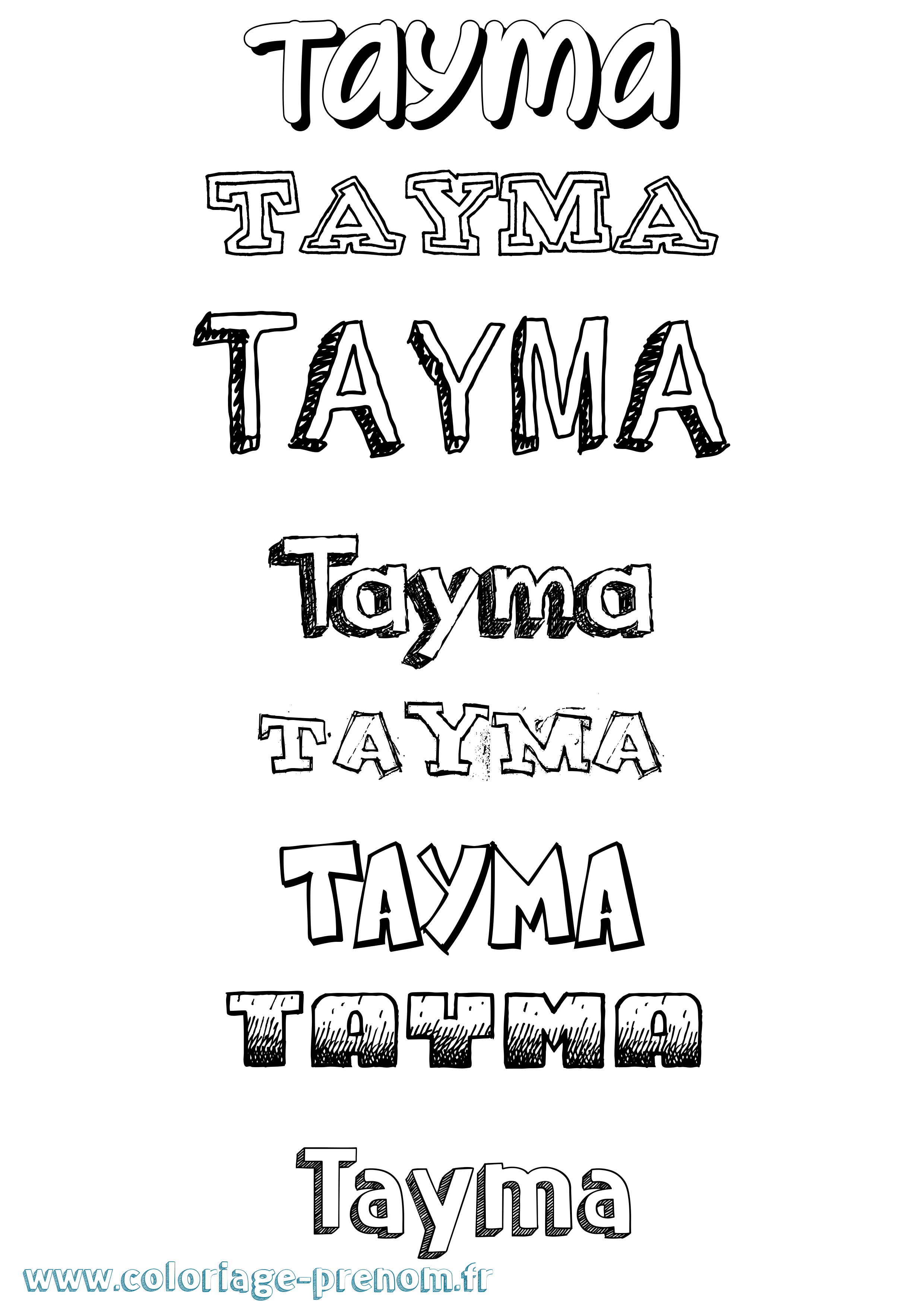 Coloriage prénom Tayma Dessiné