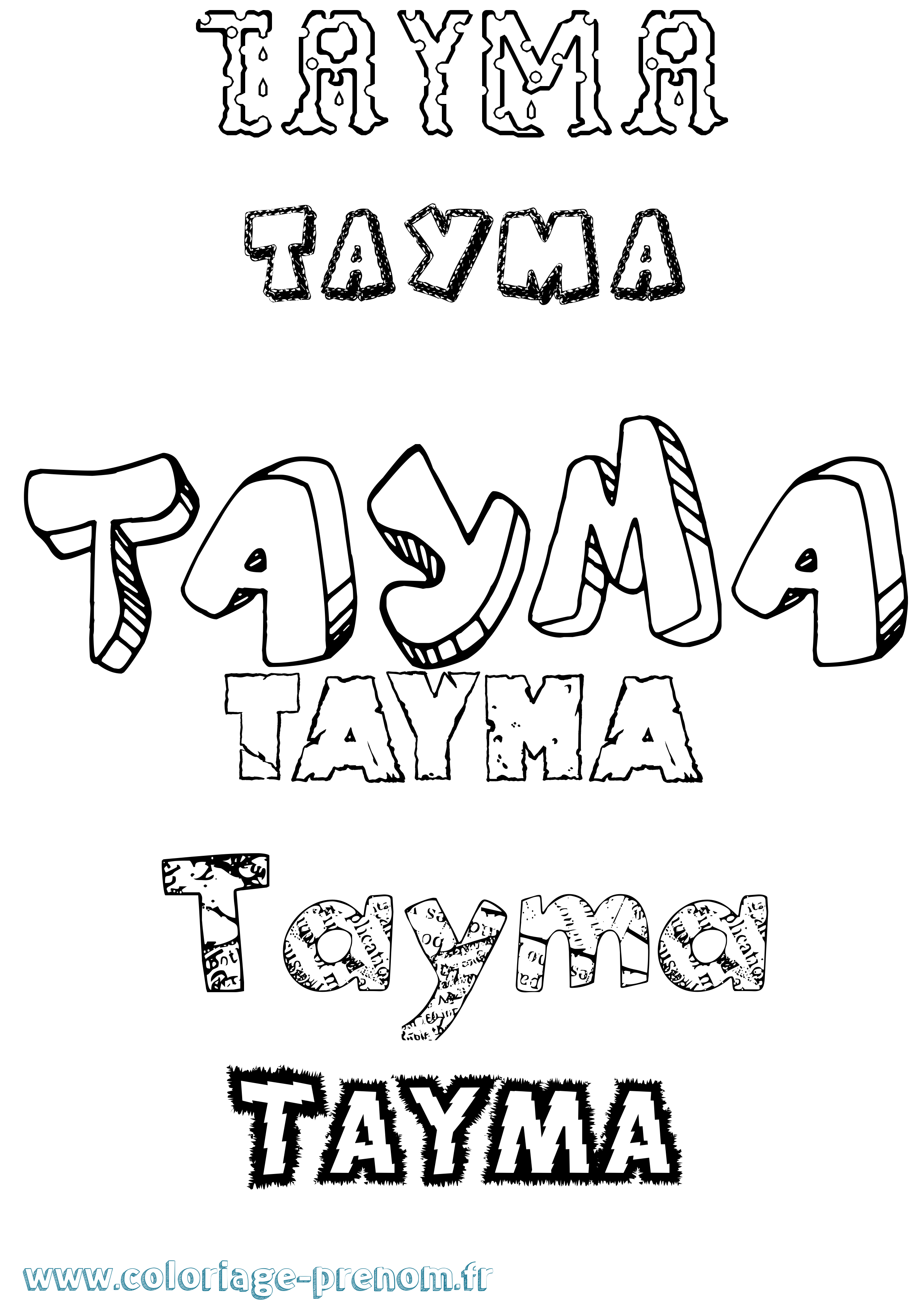 Coloriage prénom Tayma Destructuré