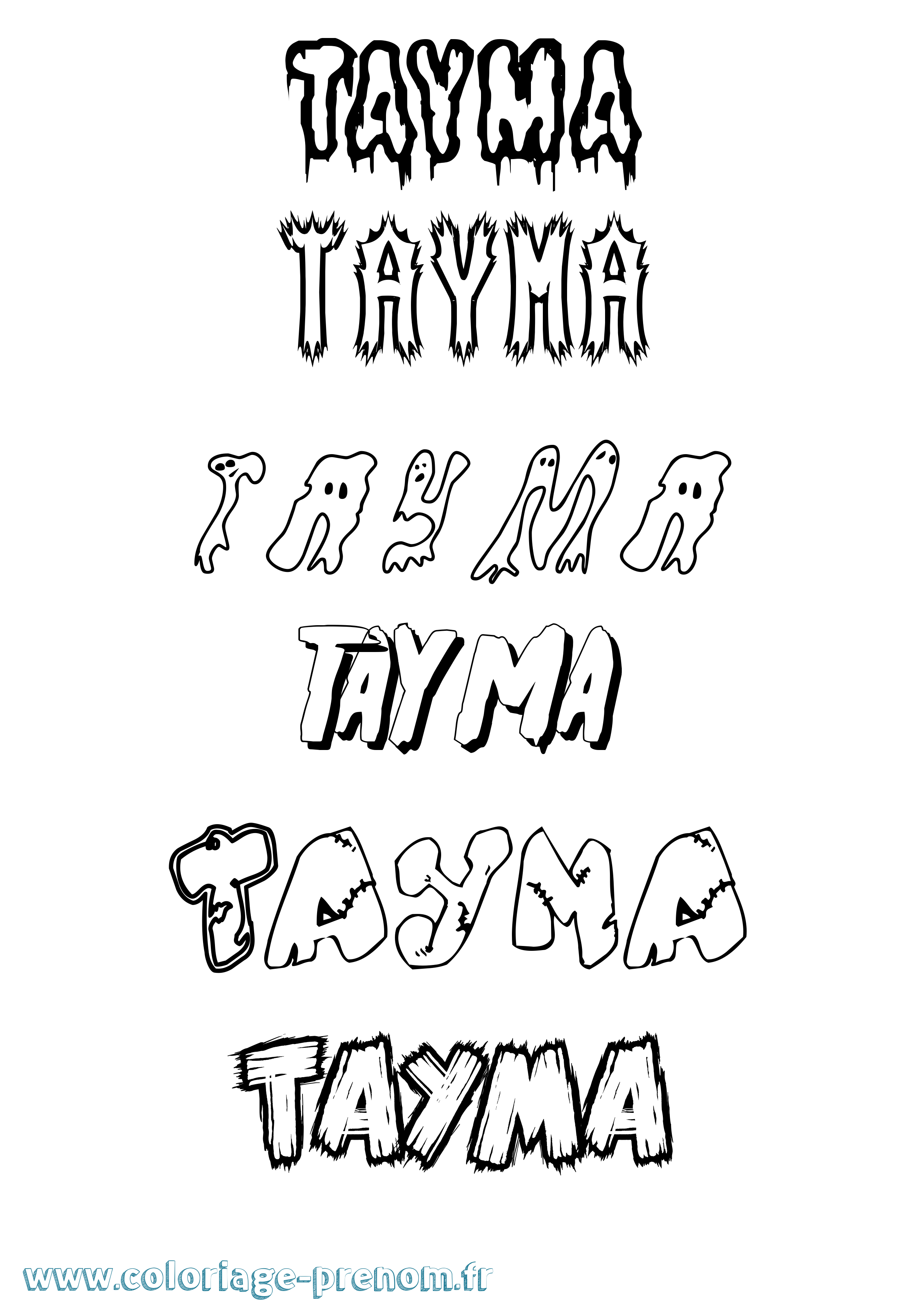 Coloriage prénom Tayma Frisson