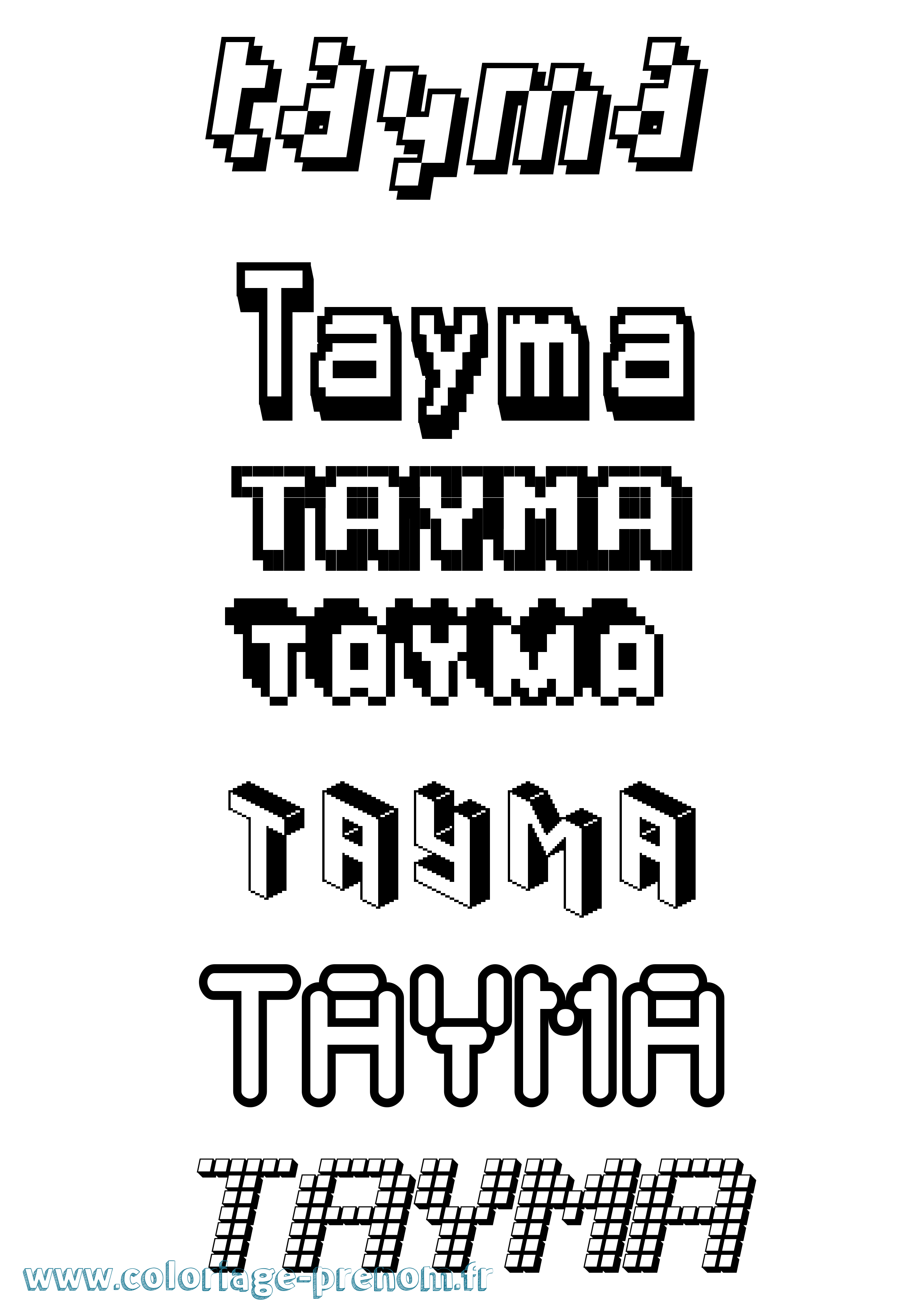 Coloriage prénom Tayma Pixel