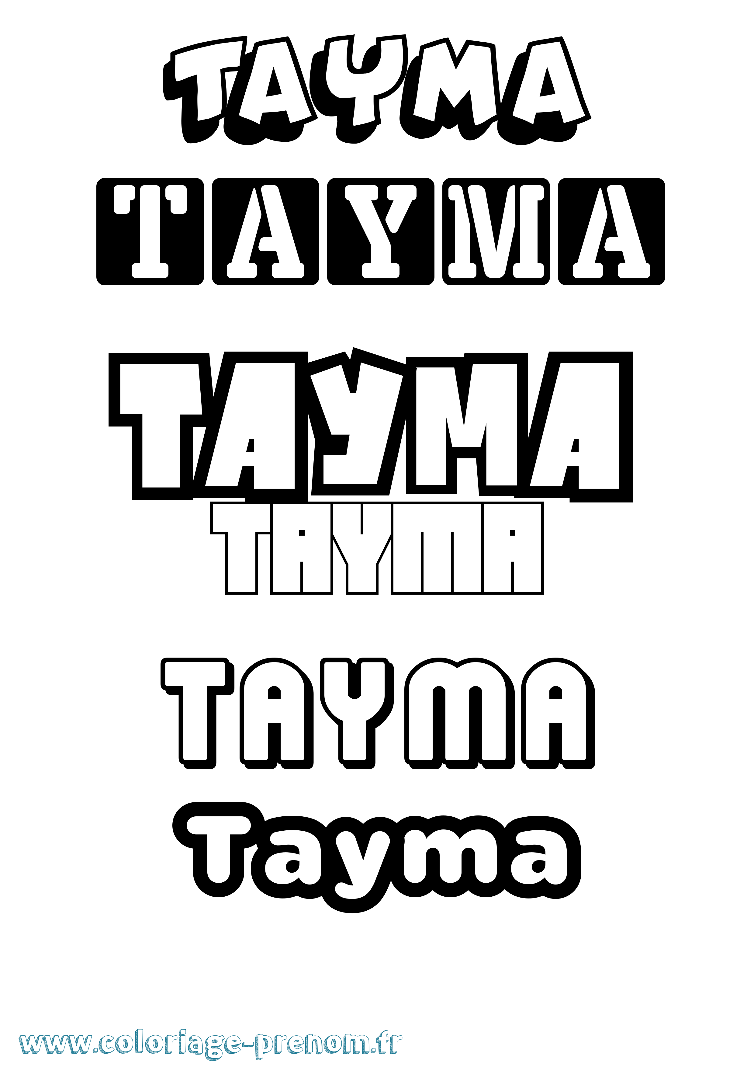 Coloriage prénom Tayma Simple