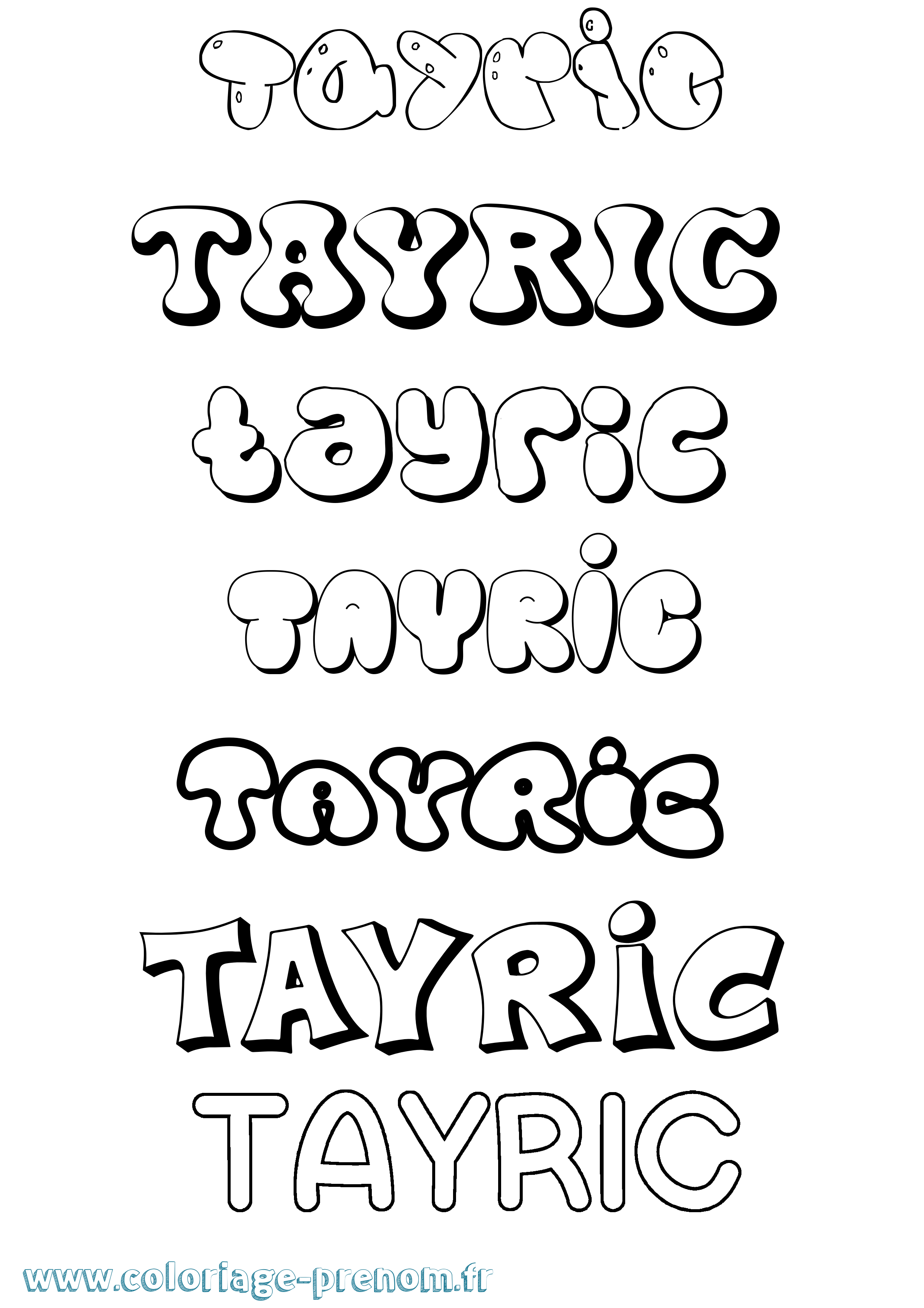 Coloriage prénom Tayric Bubble