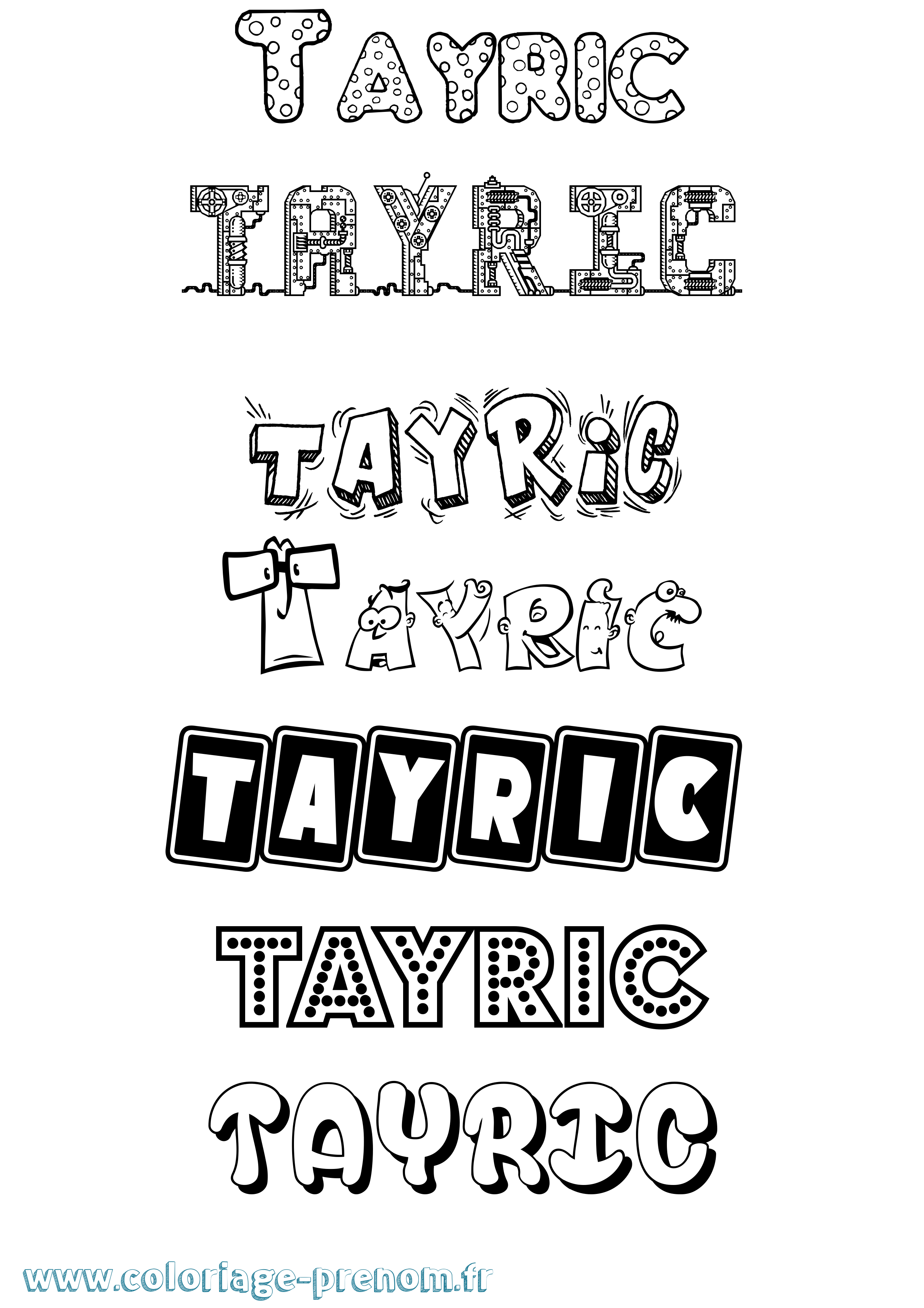 Coloriage prénom Tayric Fun
