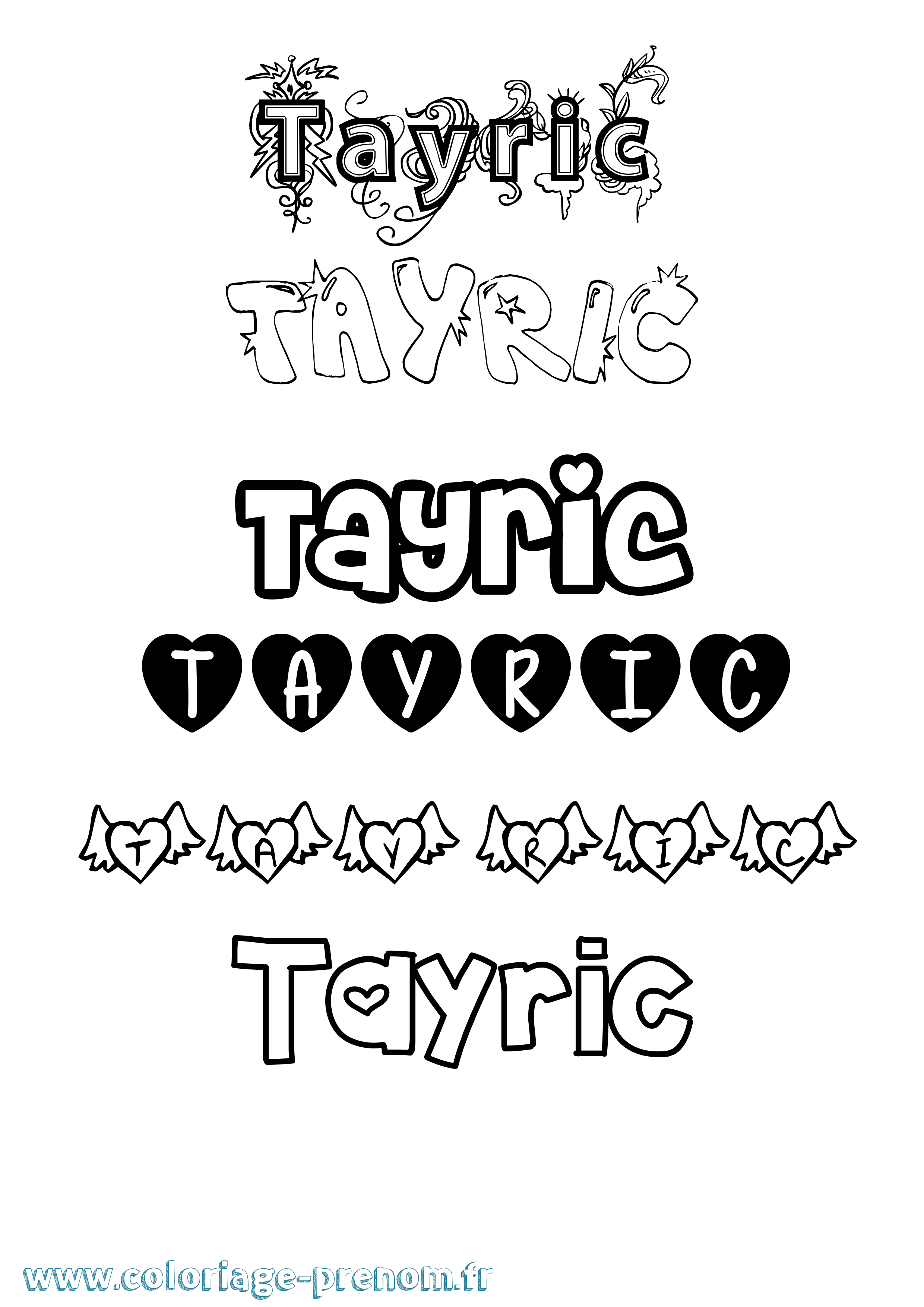 Coloriage prénom Tayric Girly
