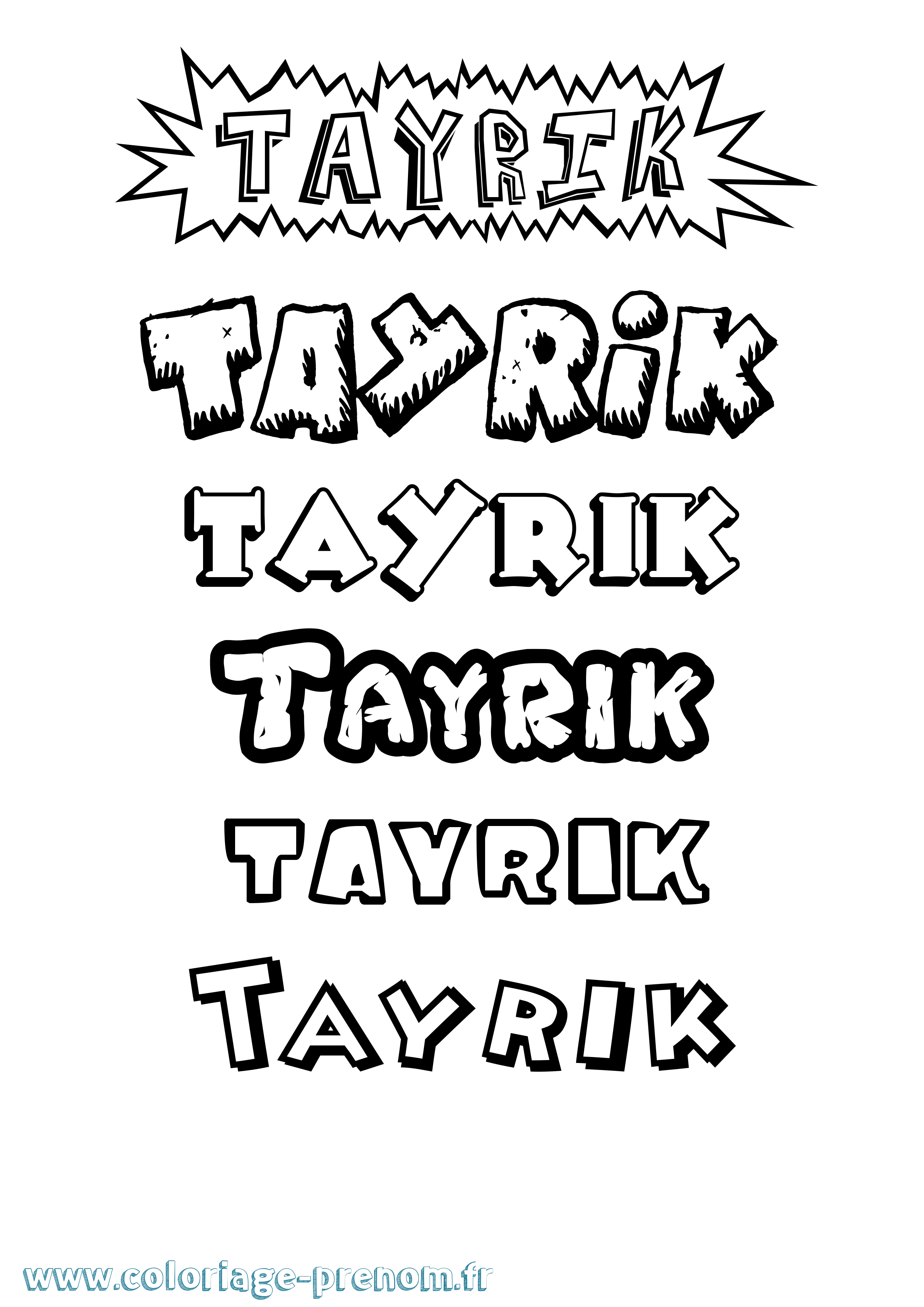 Coloriage prénom Tayrik Dessin Animé