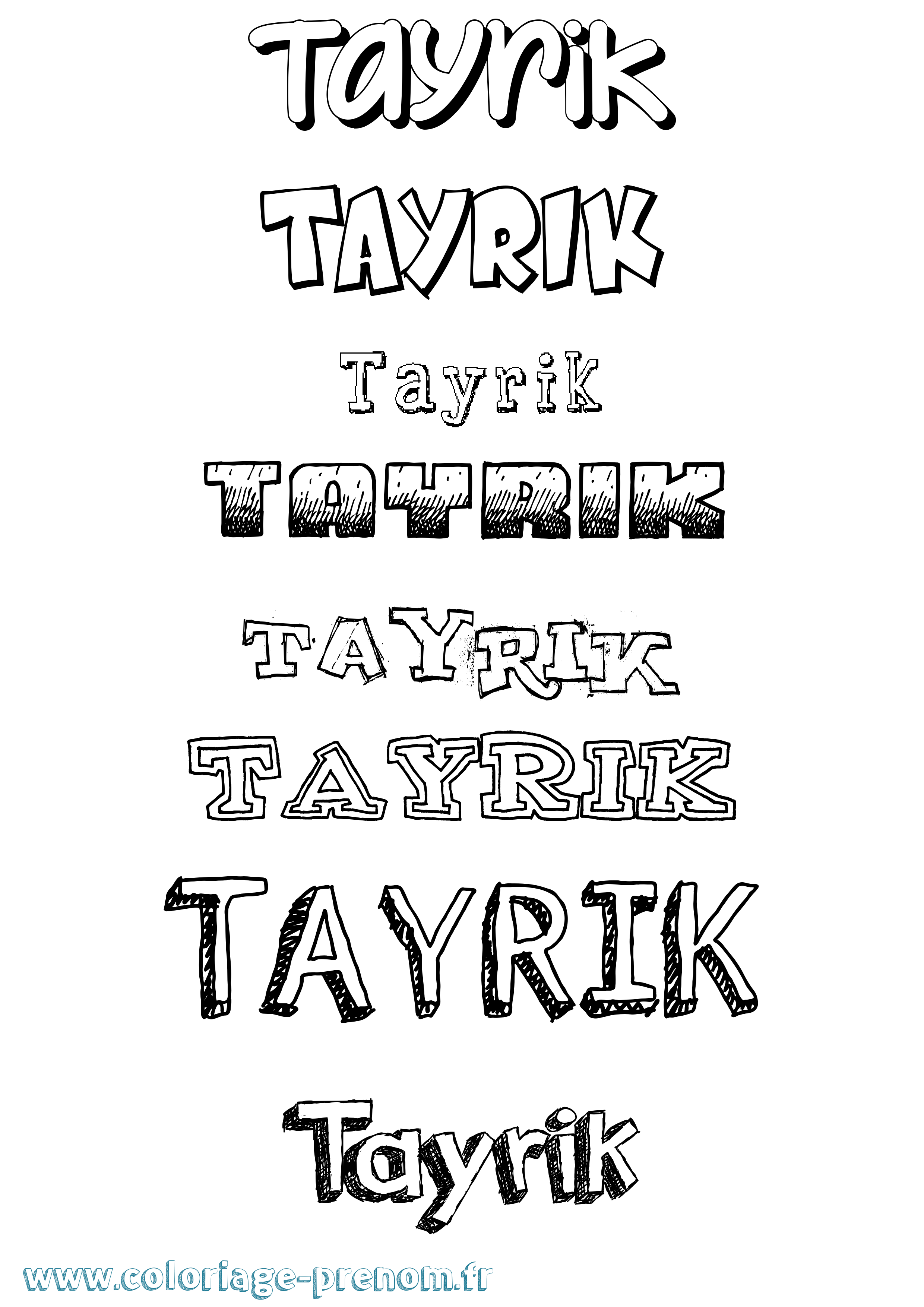 Coloriage prénom Tayrik Dessiné