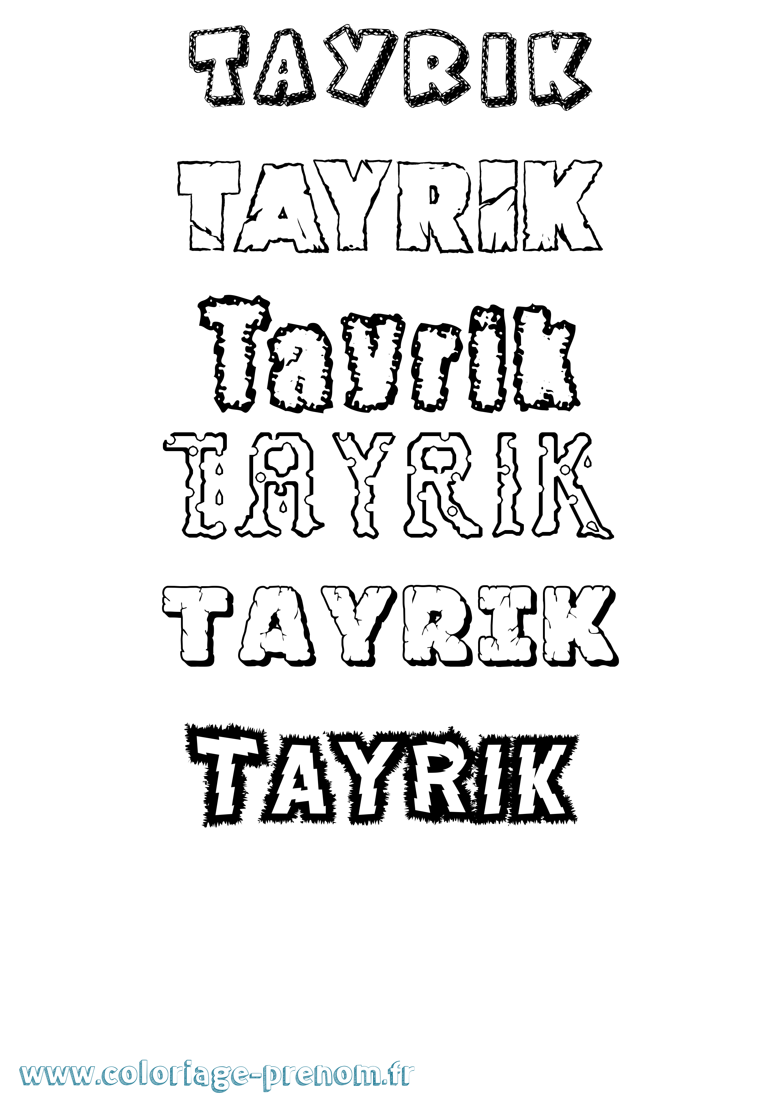Coloriage prénom Tayrik Destructuré