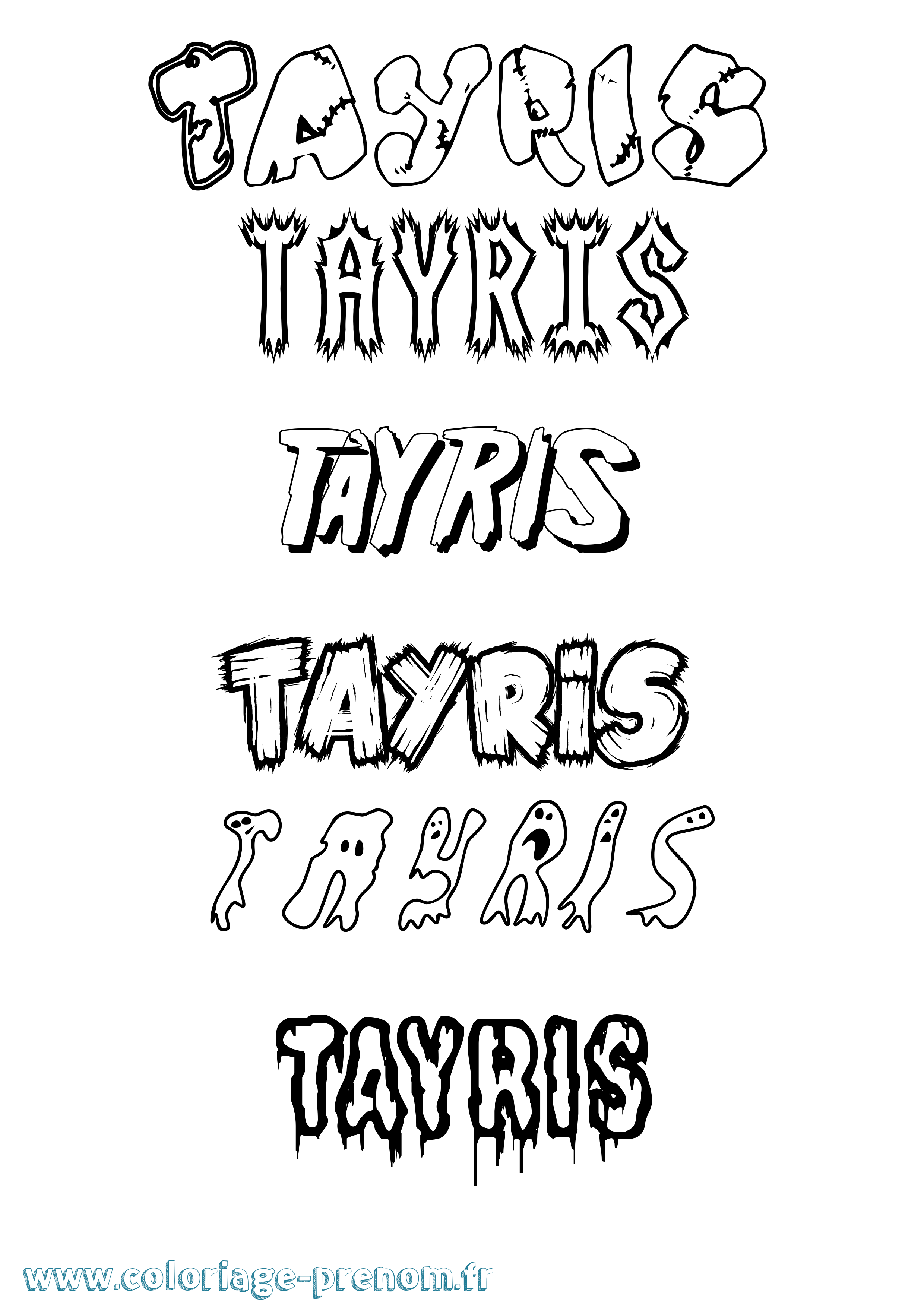 Coloriage prénom Tayris Frisson