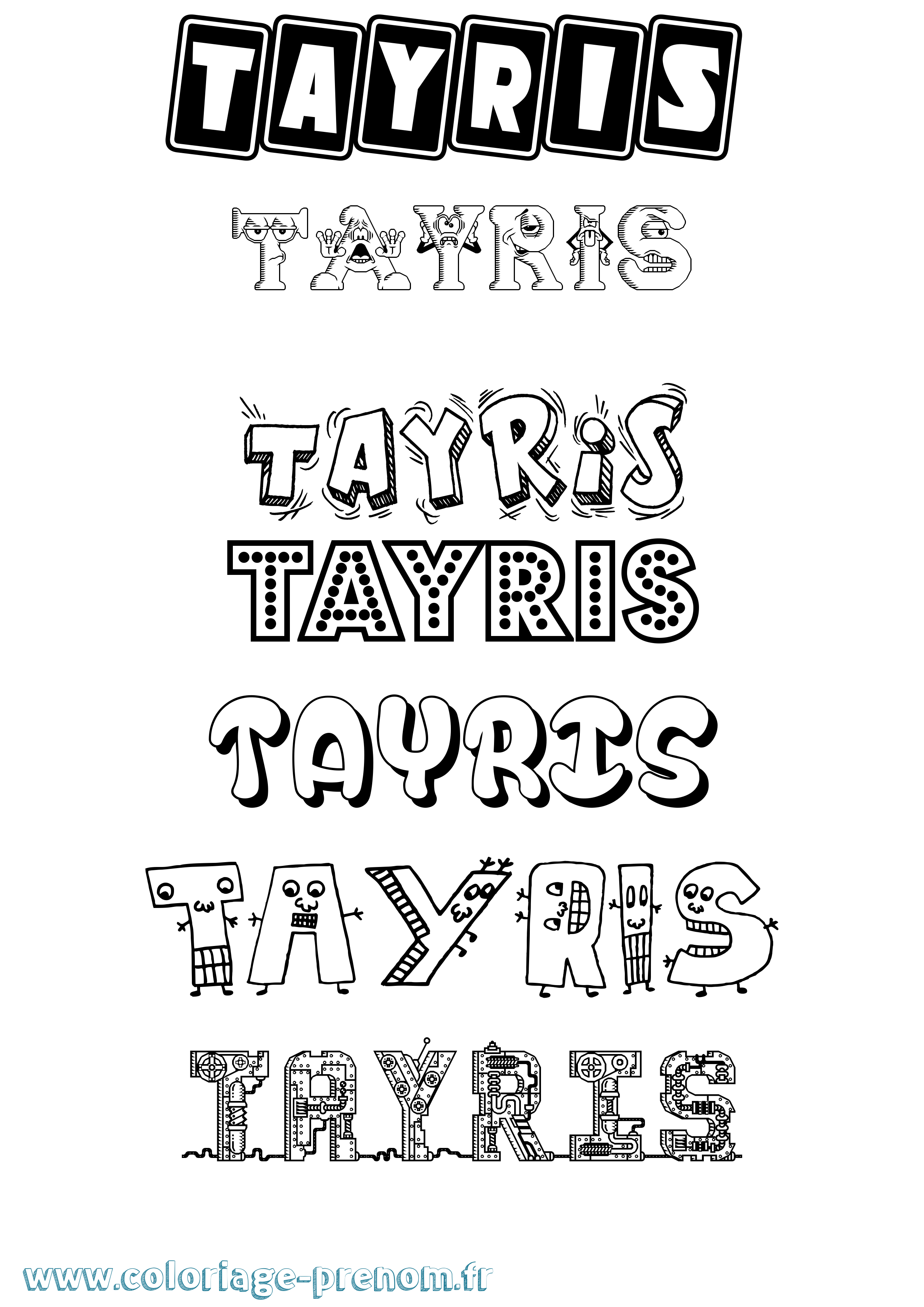 Coloriage prénom Tayris Fun