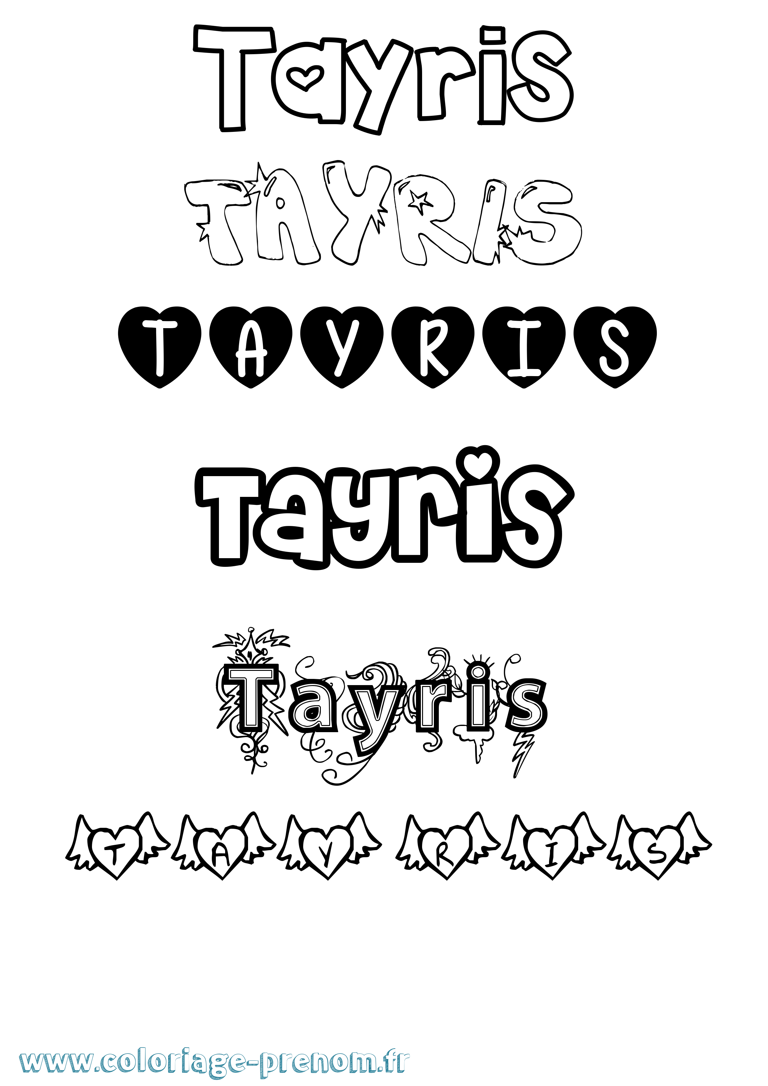 Coloriage prénom Tayris Girly