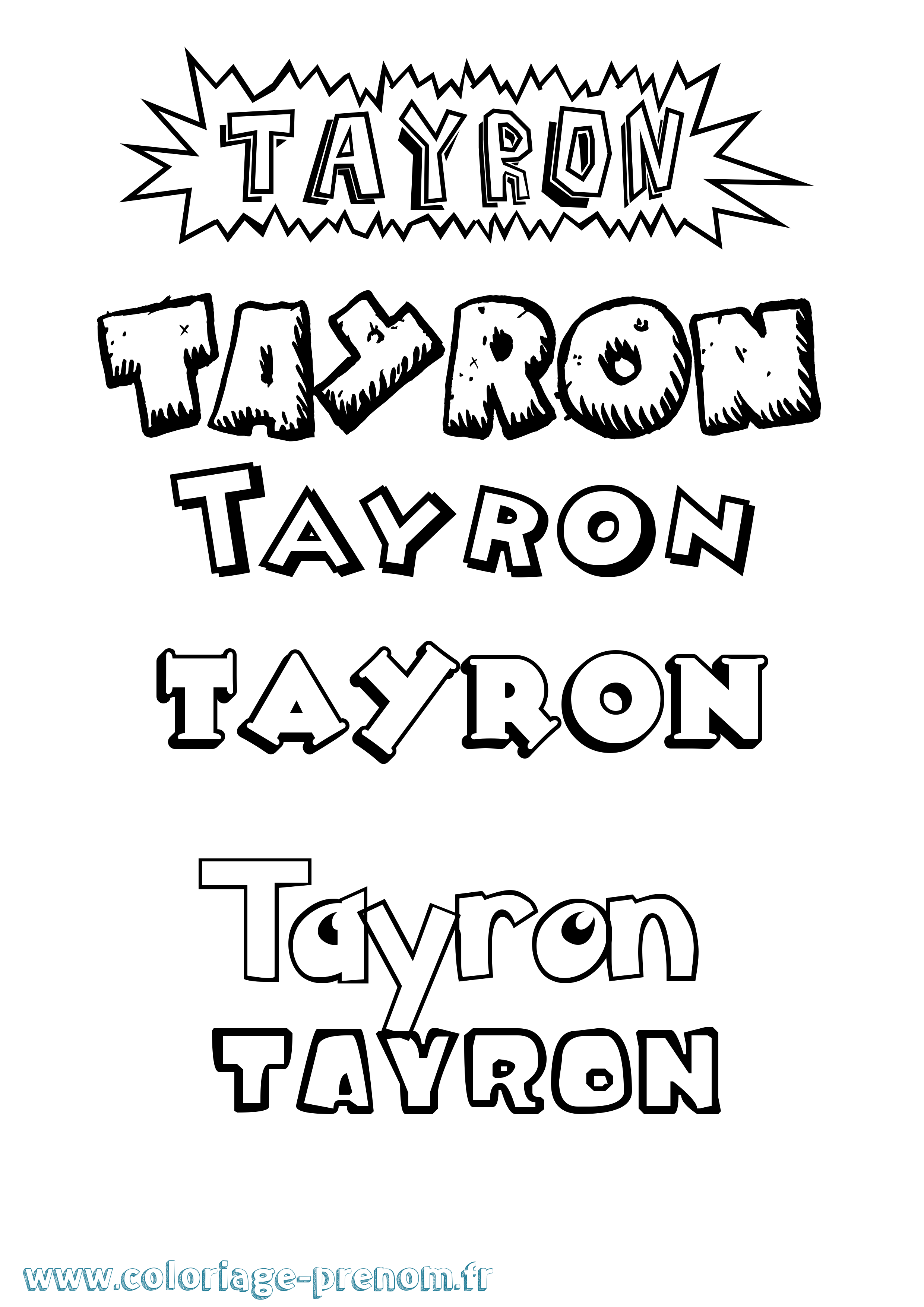Coloriage prénom Tayron Dessin Animé
