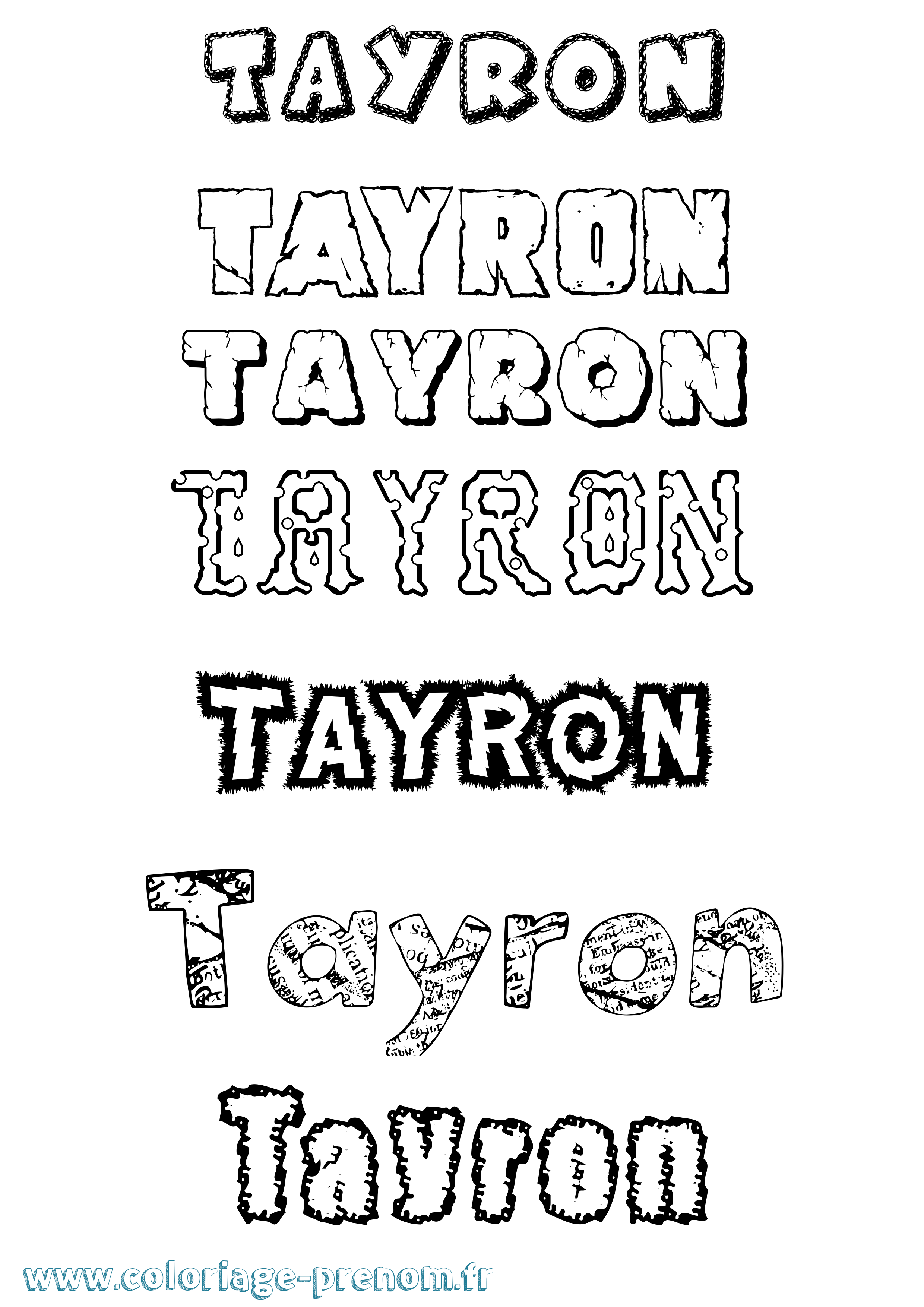 Coloriage prénom Tayron Destructuré