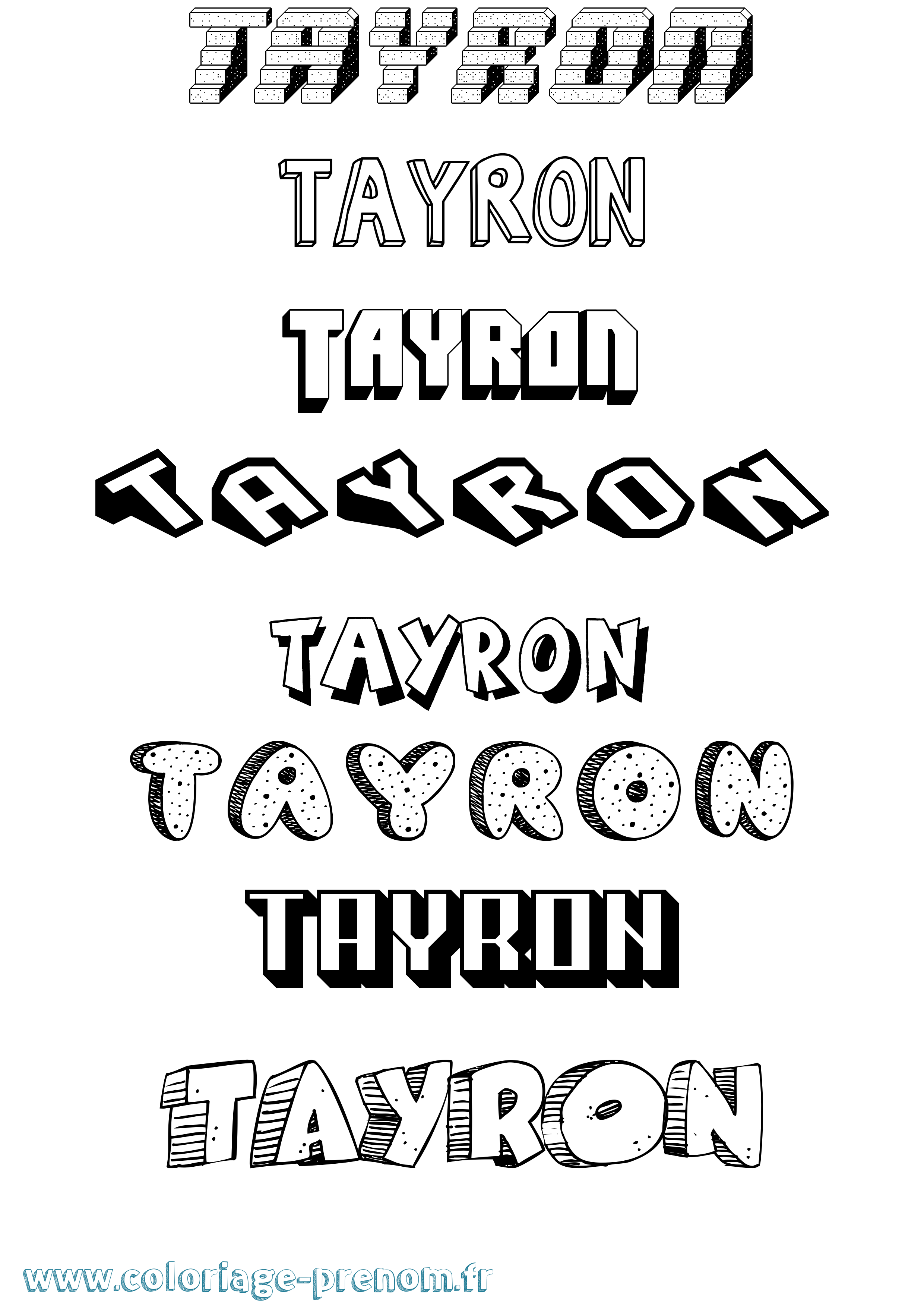 Coloriage prénom Tayron Effet 3D