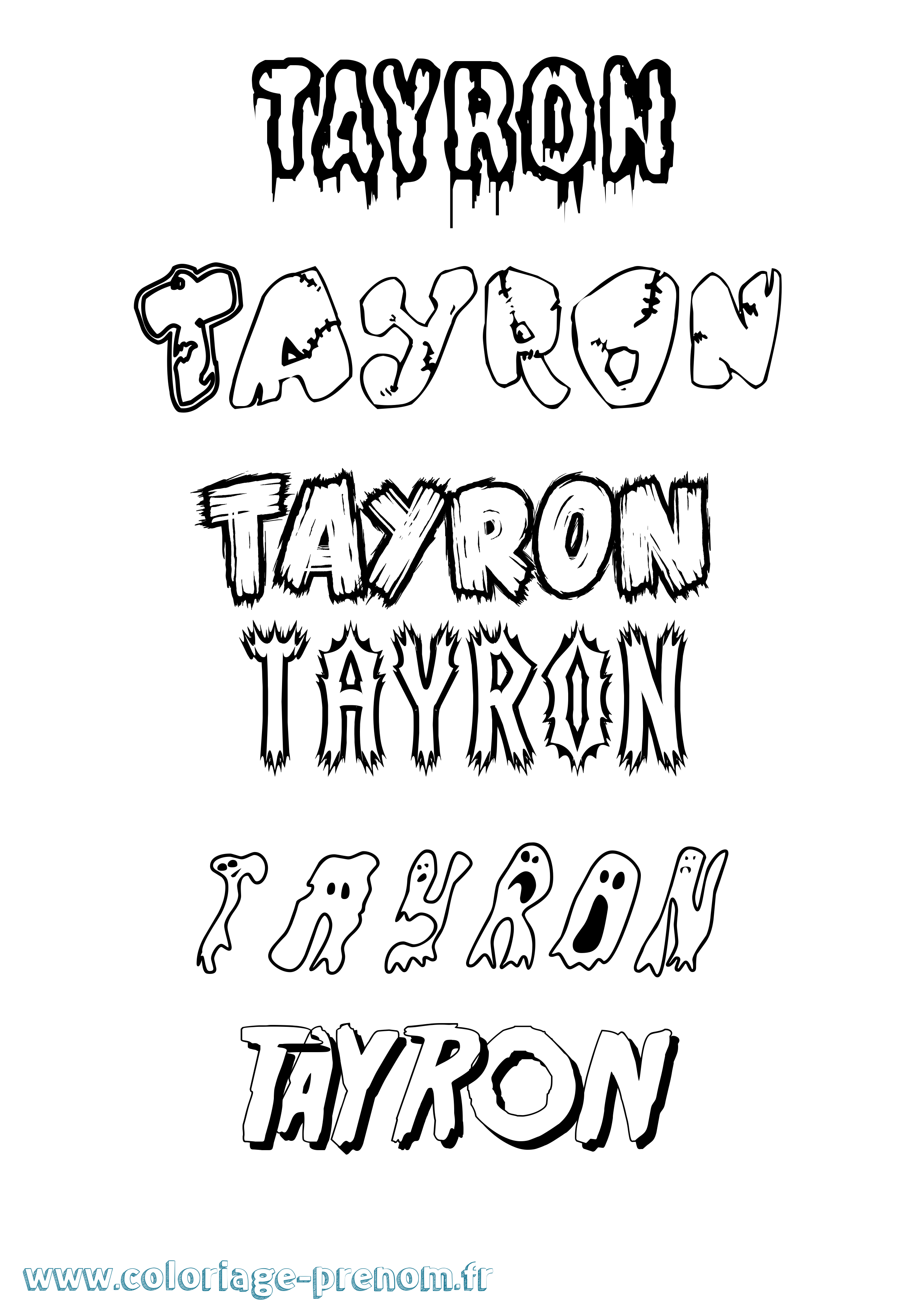 Coloriage prénom Tayron Frisson