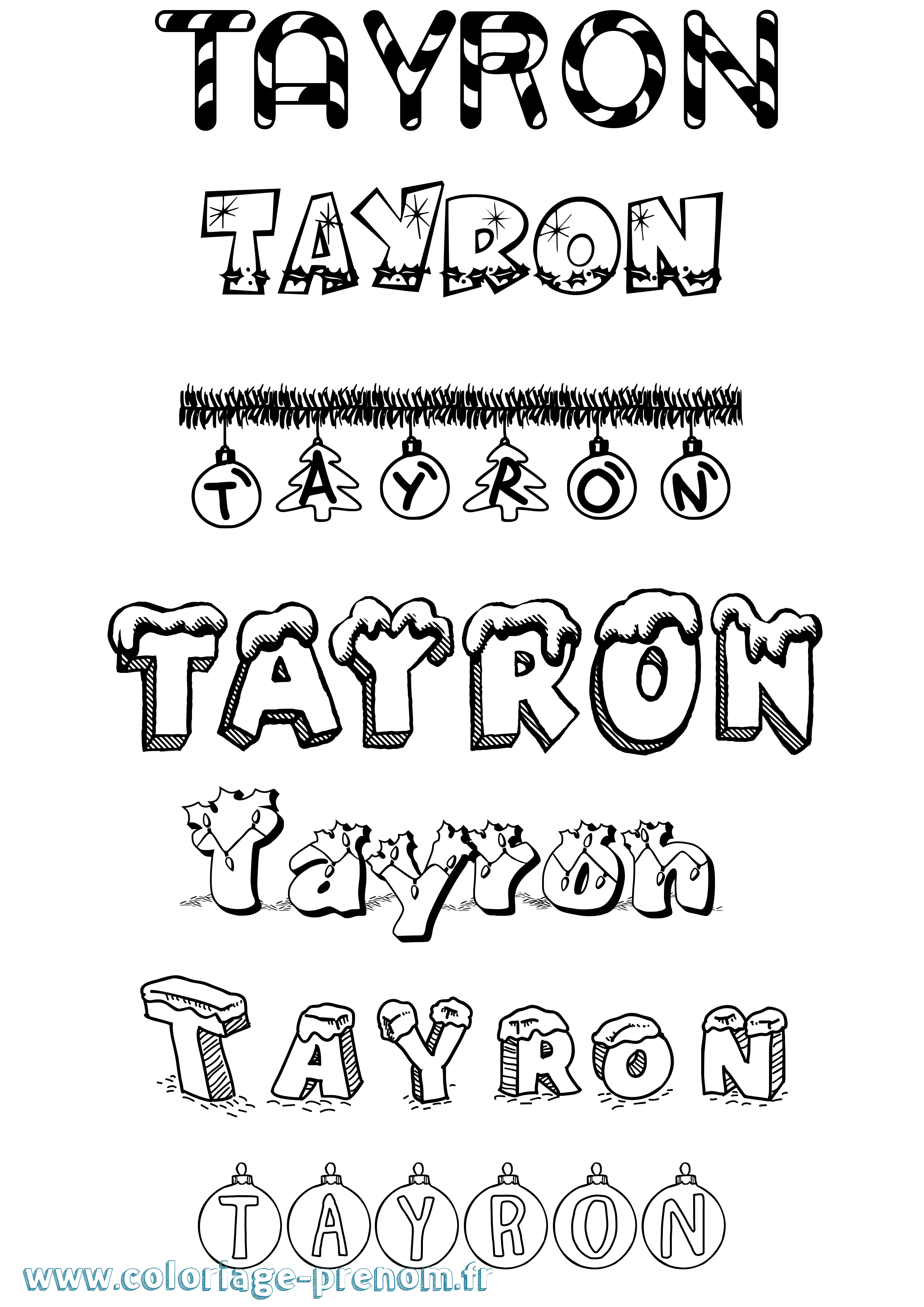 Coloriage prénom Tayron Noël