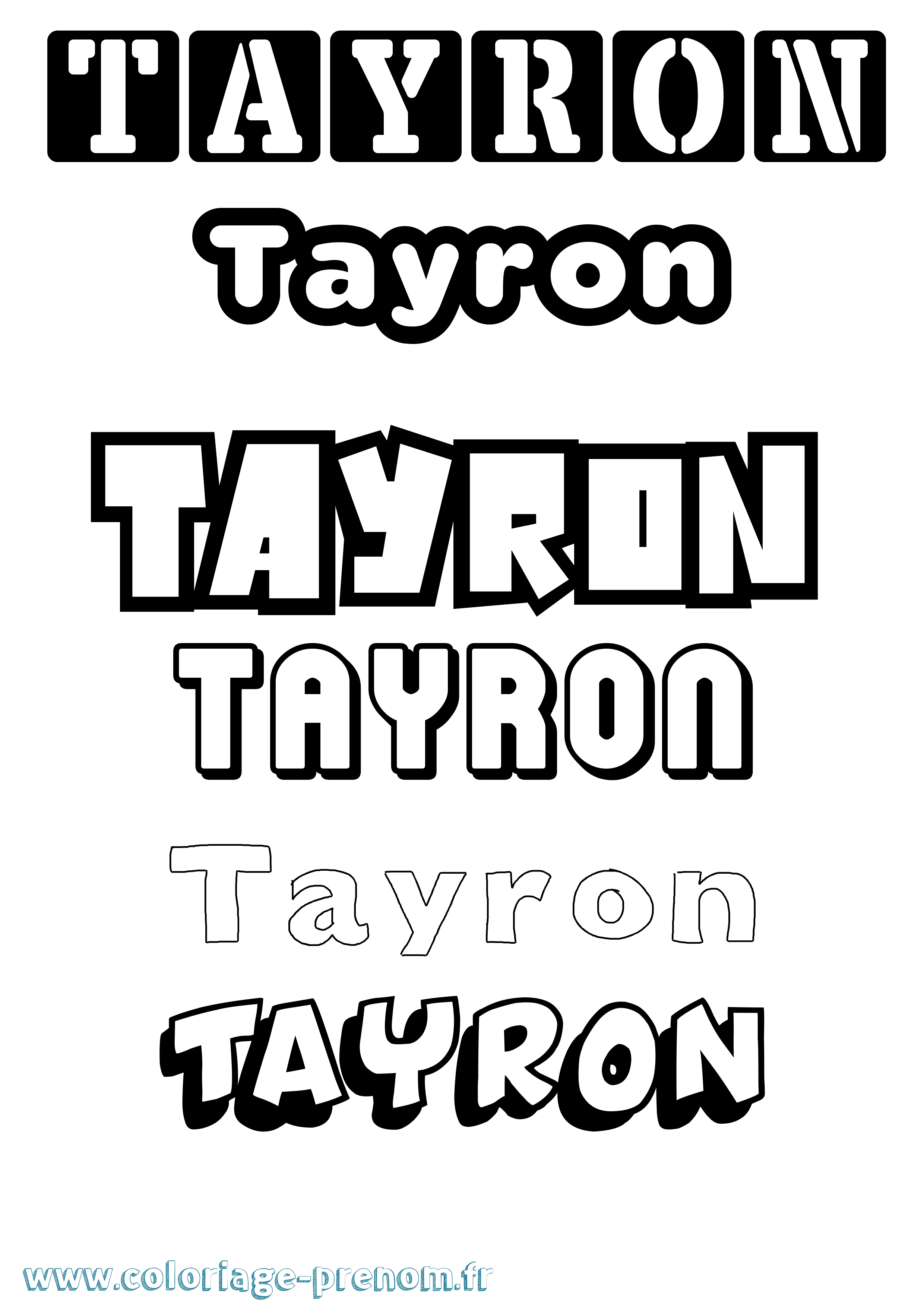 Coloriage prénom Tayron Simple