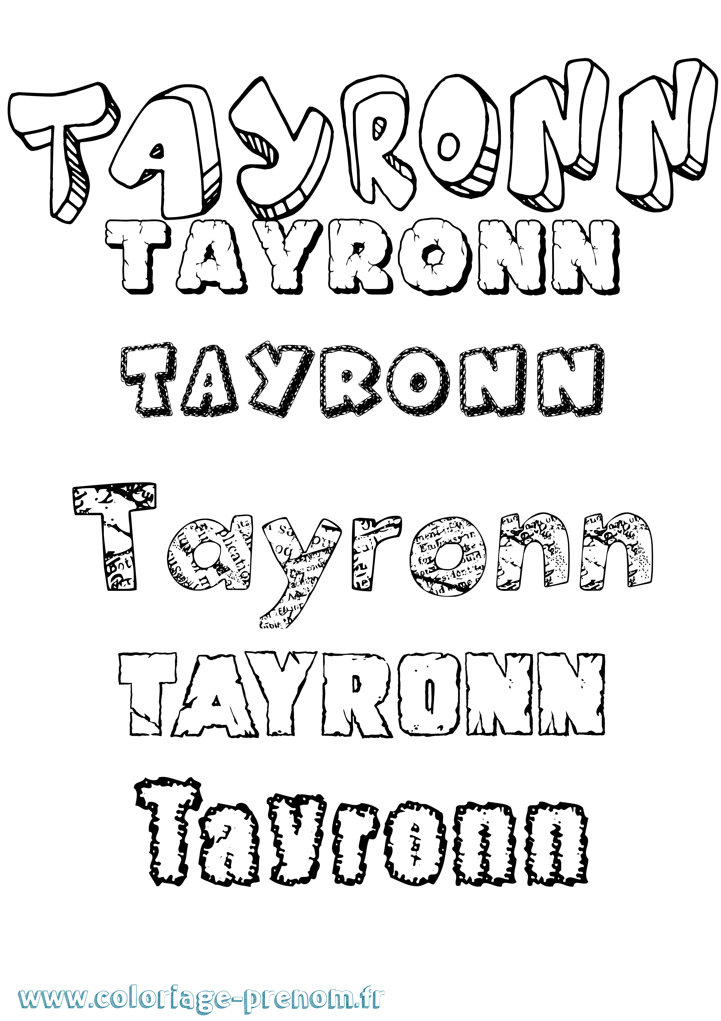 Coloriage prénom Tayronn Destructuré
