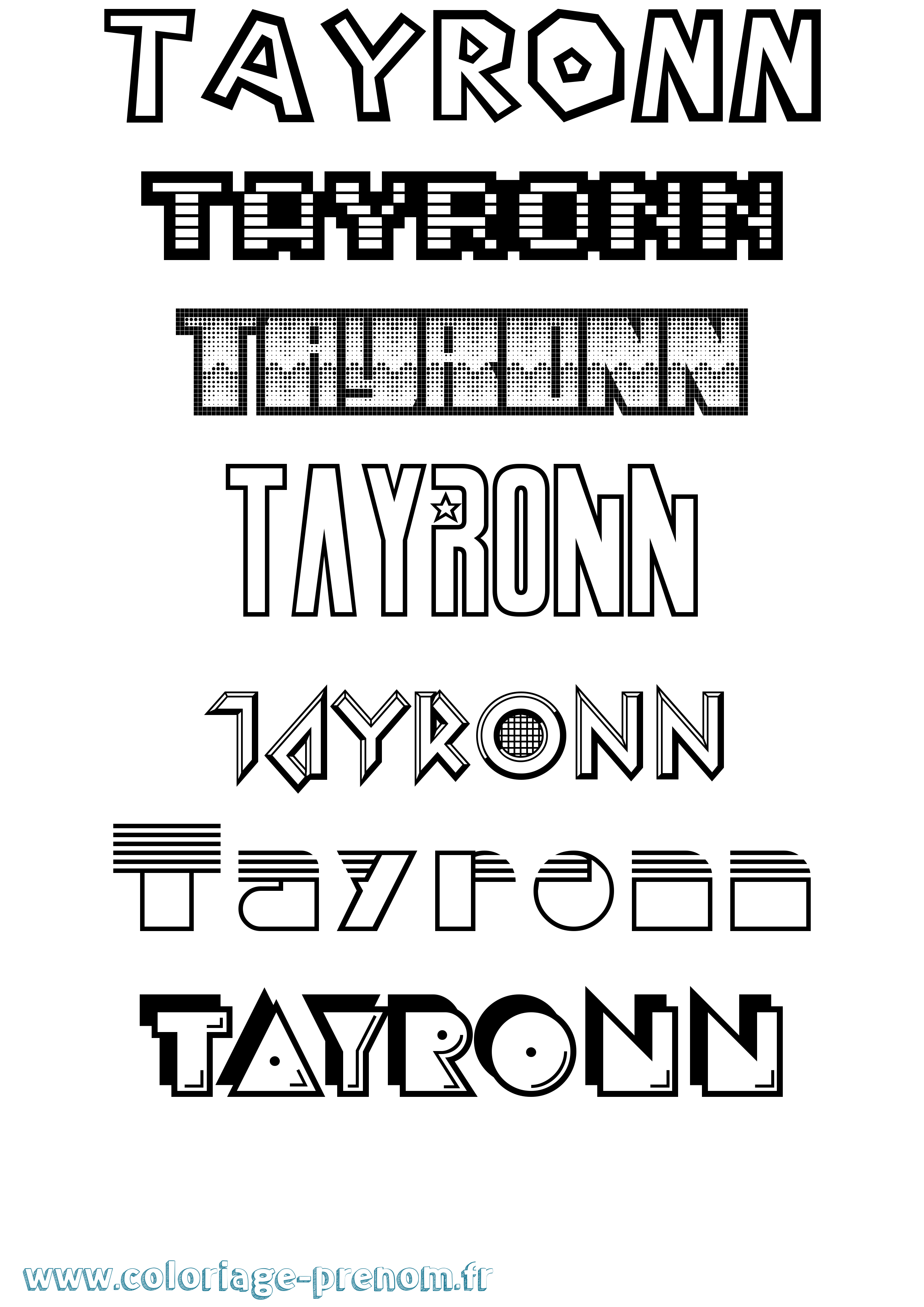 Coloriage prénom Tayronn Jeux Vidéos