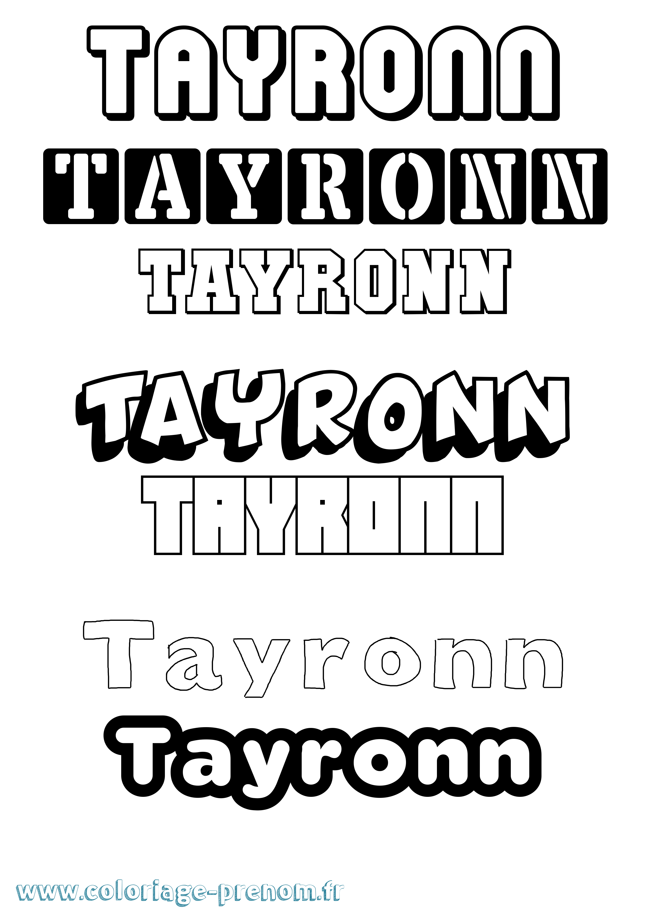 Coloriage prénom Tayronn Simple