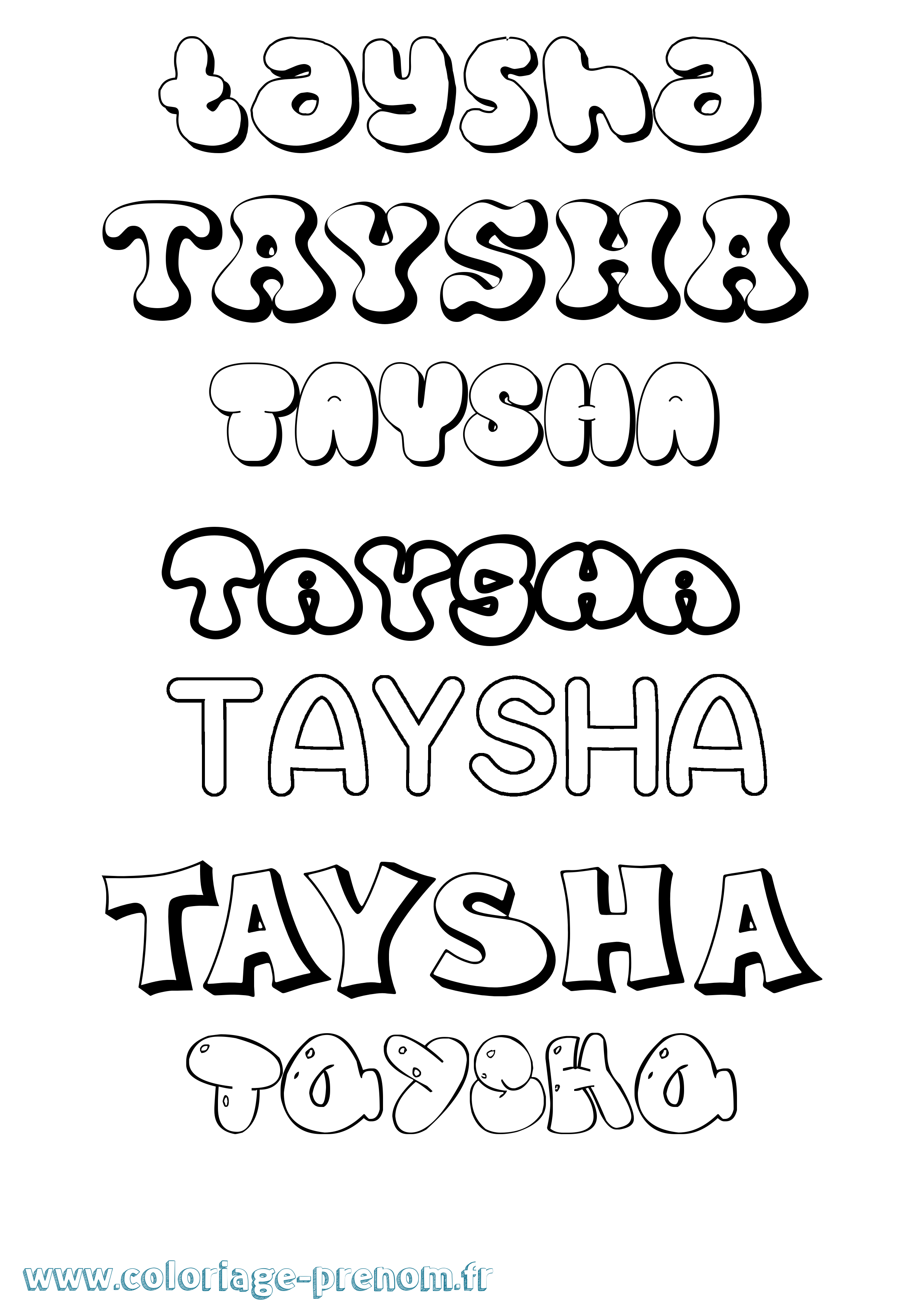 Coloriage Taysha Bubble Coloriage prénom Taysha Bubble